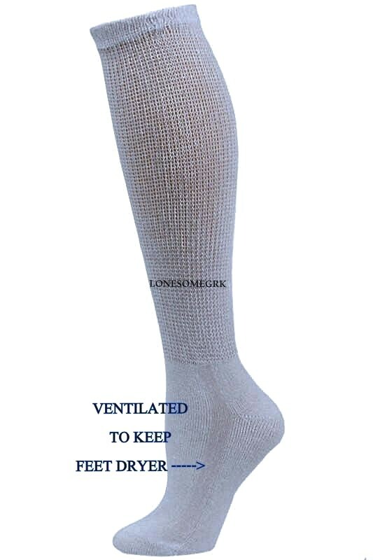 3 Pairs Physicians Choice OVER THE CALF / KNEE Cushioned Diabetic Socks USA Made