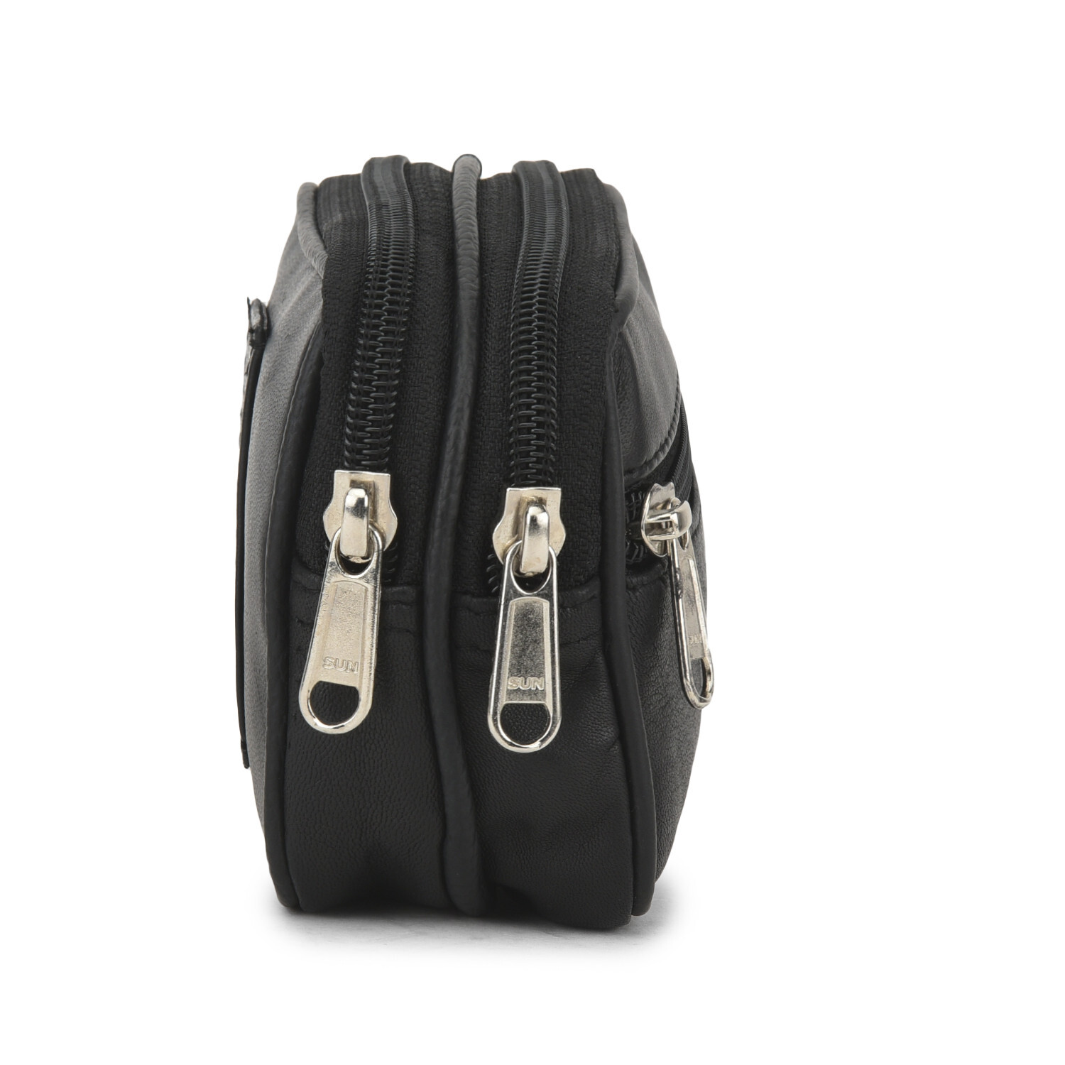 Belt Pouch With 3 Zipper pockets Genuine Leather – Can hold cards, money & more