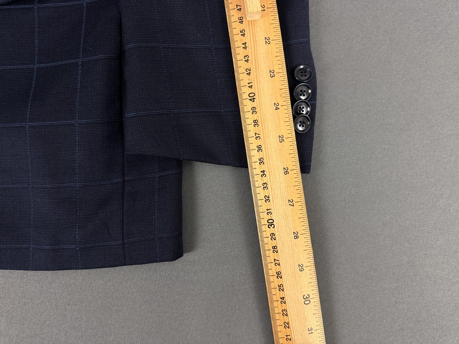 Pal Zileri Made in Italy Navy Windowpane Blazer EU-52R Drop 8 100% Wool Jacket