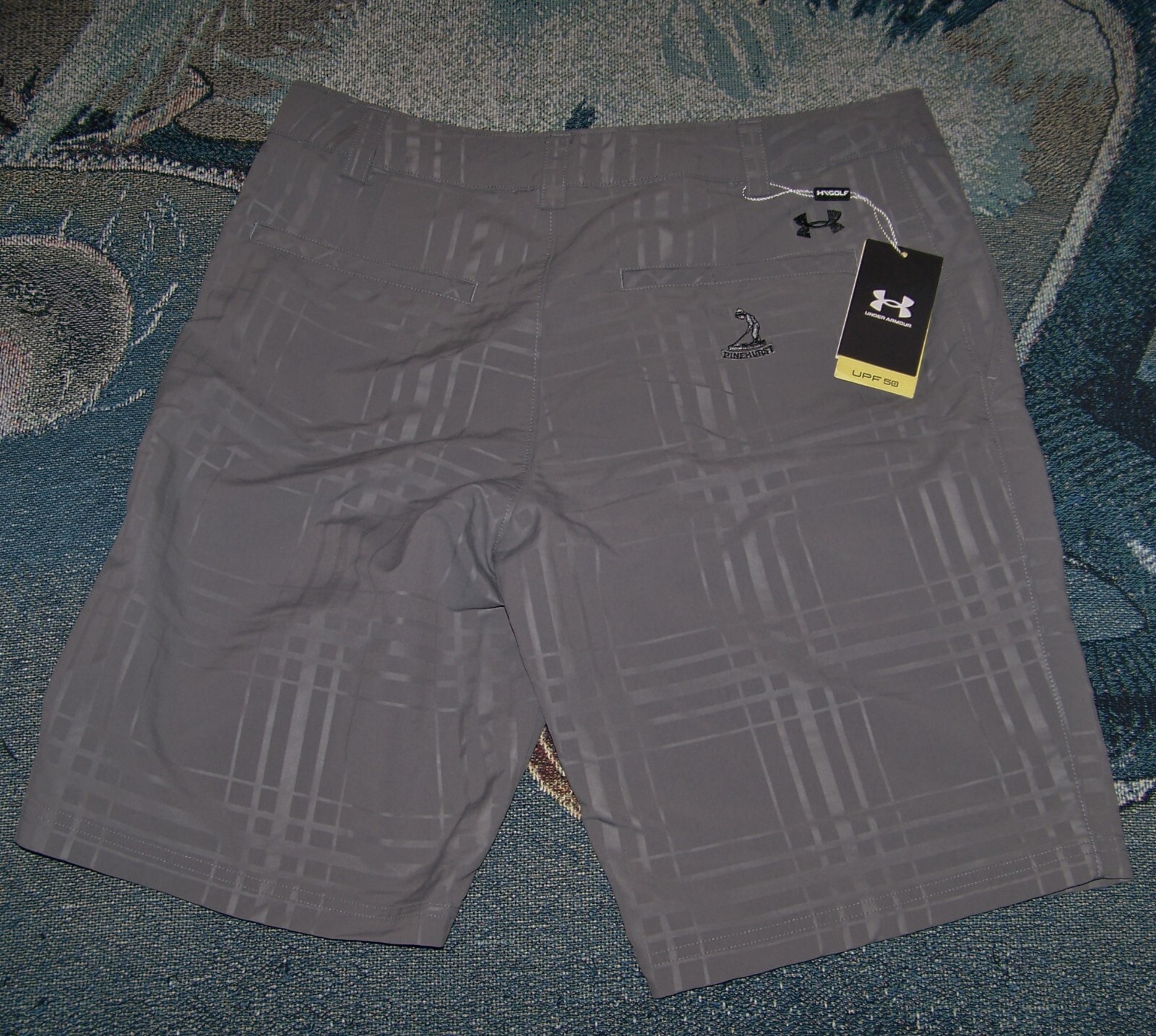 NEW UNDER ARMOUR Nylon Polyester Spandex Golf Shorts PINEHURST RESORT Sz 34 Gray
