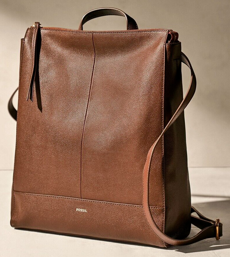 Fossil Elina Large Convertible Backpack Brown Leather SHB2976210 NWT $330 Retail