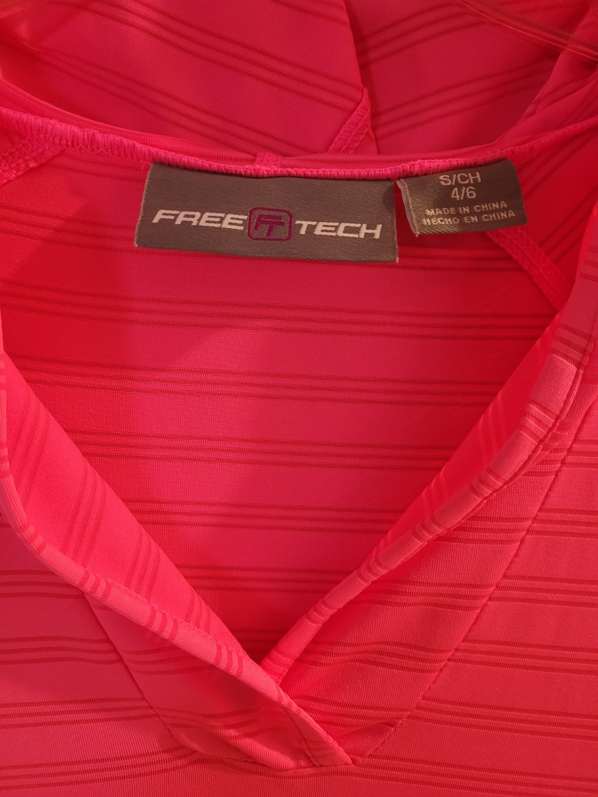 Free Tech Women’s Small S Pink Striped Pullover Hoodie Activewear Long Sleeve