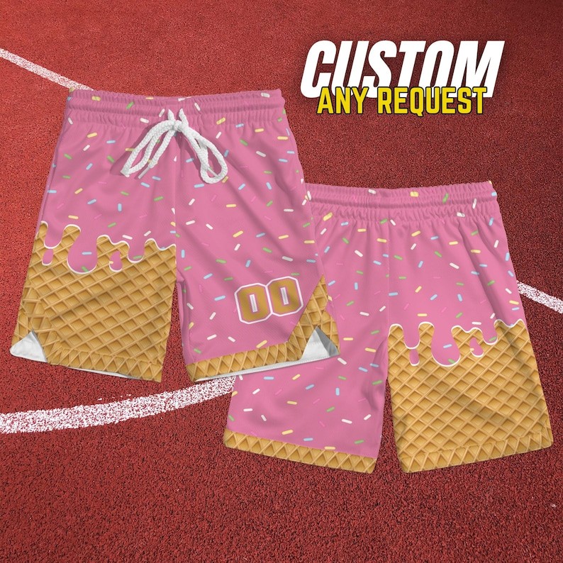 Baseball Jersey Shorts Kid – Youth Ice Cream Drip Sports Mesh Shorts Size 2T-YXL