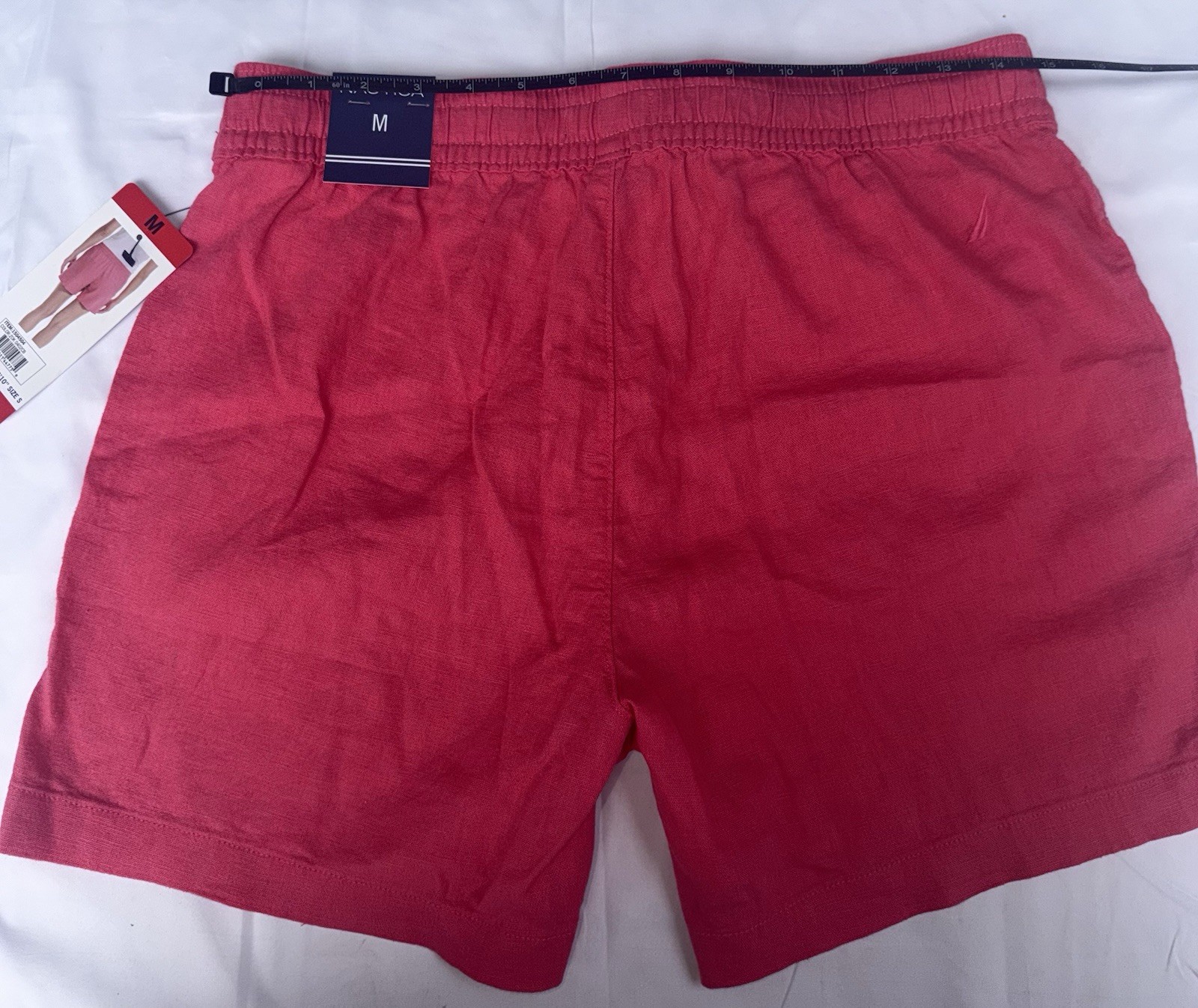 Nautica Pink Solid Linen Bermuda Shorts M Drawstring Elastic Waist NWT women’s