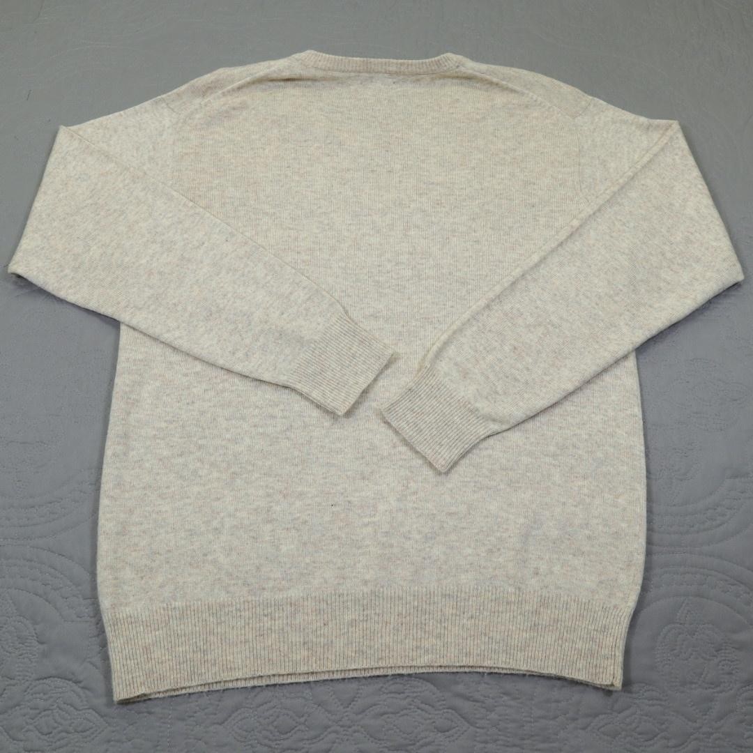 Cashmere Sweater Womens Large Beige V Neck Cashmere Handmade Nepal Soft Speckled