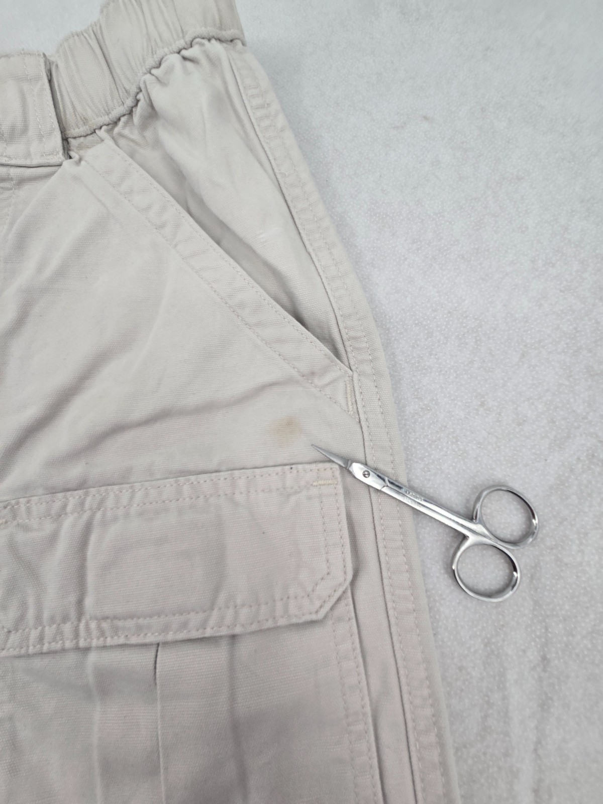 Savane Men Cargo Shorts Size 34 Beige Cream Elastic Waist Mobile Pocket Outdoor