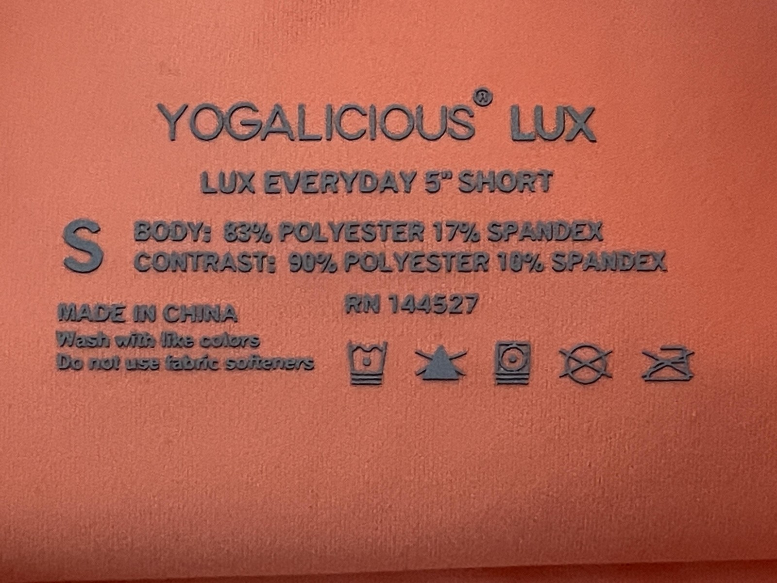 Yogalicious LUX Shorts Womens Small Orange Lux Everyday 5 Inch High Rise Biker
