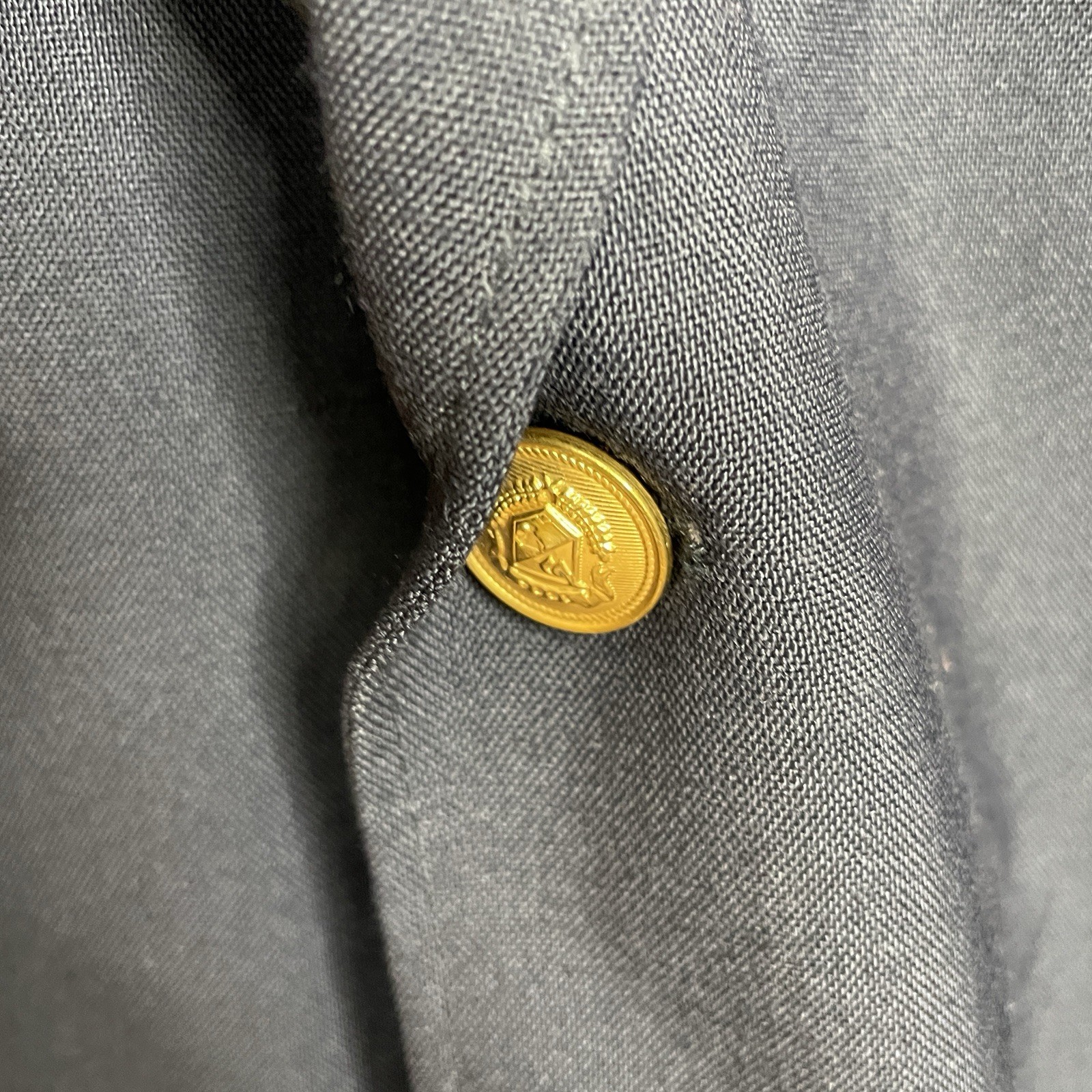 David Taylor Blazer Jacket Mens 40R Navy Blue Solid Hopsack Gold Buttons