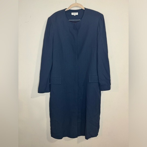 VTG Tamostu New York Coat Women 12 Navy Blue Academia Old Money Corpcore Mature