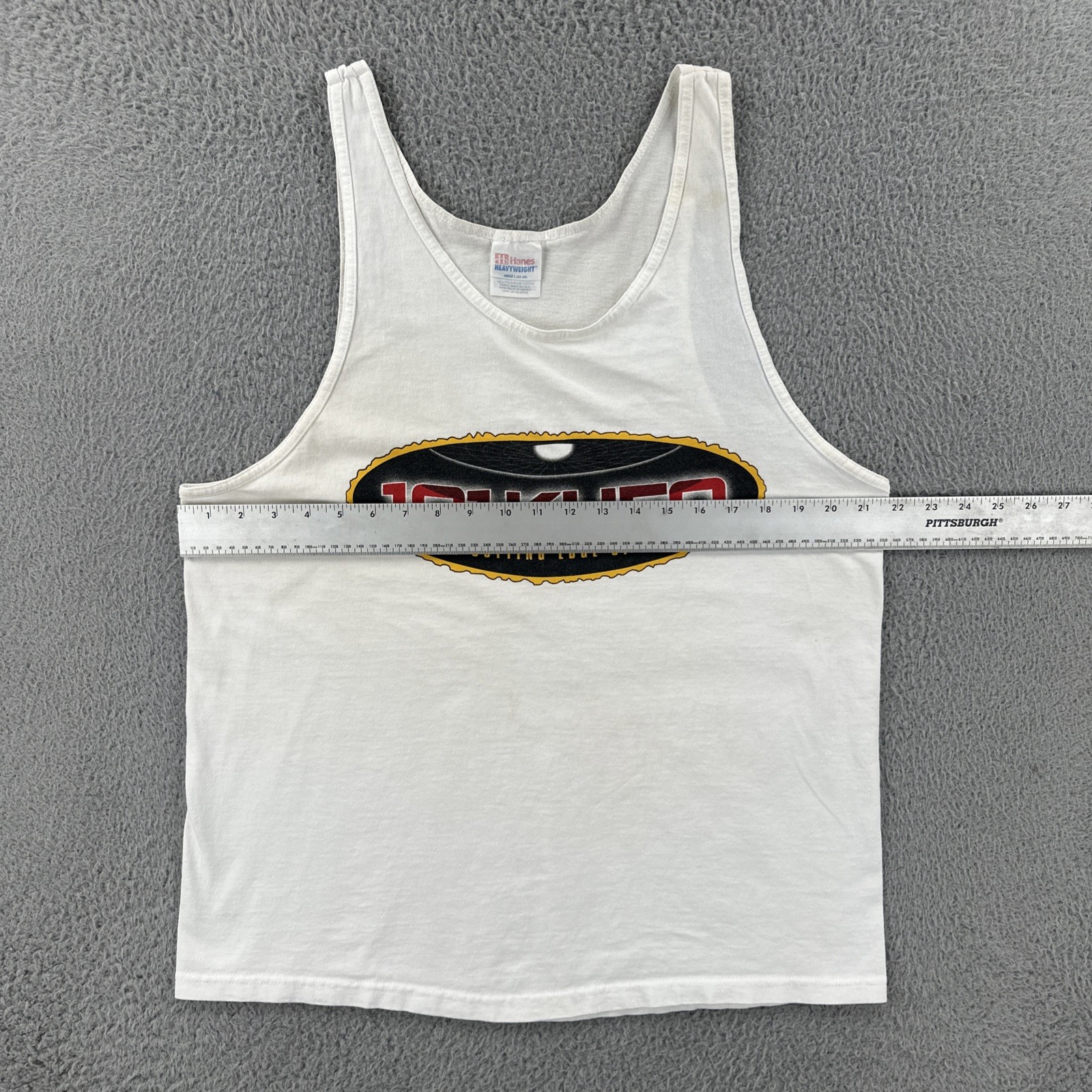 Vintage Hanes Men’s L White Sleeveless Shirt 101 KUFO the Edge Of Rock Radio Tee