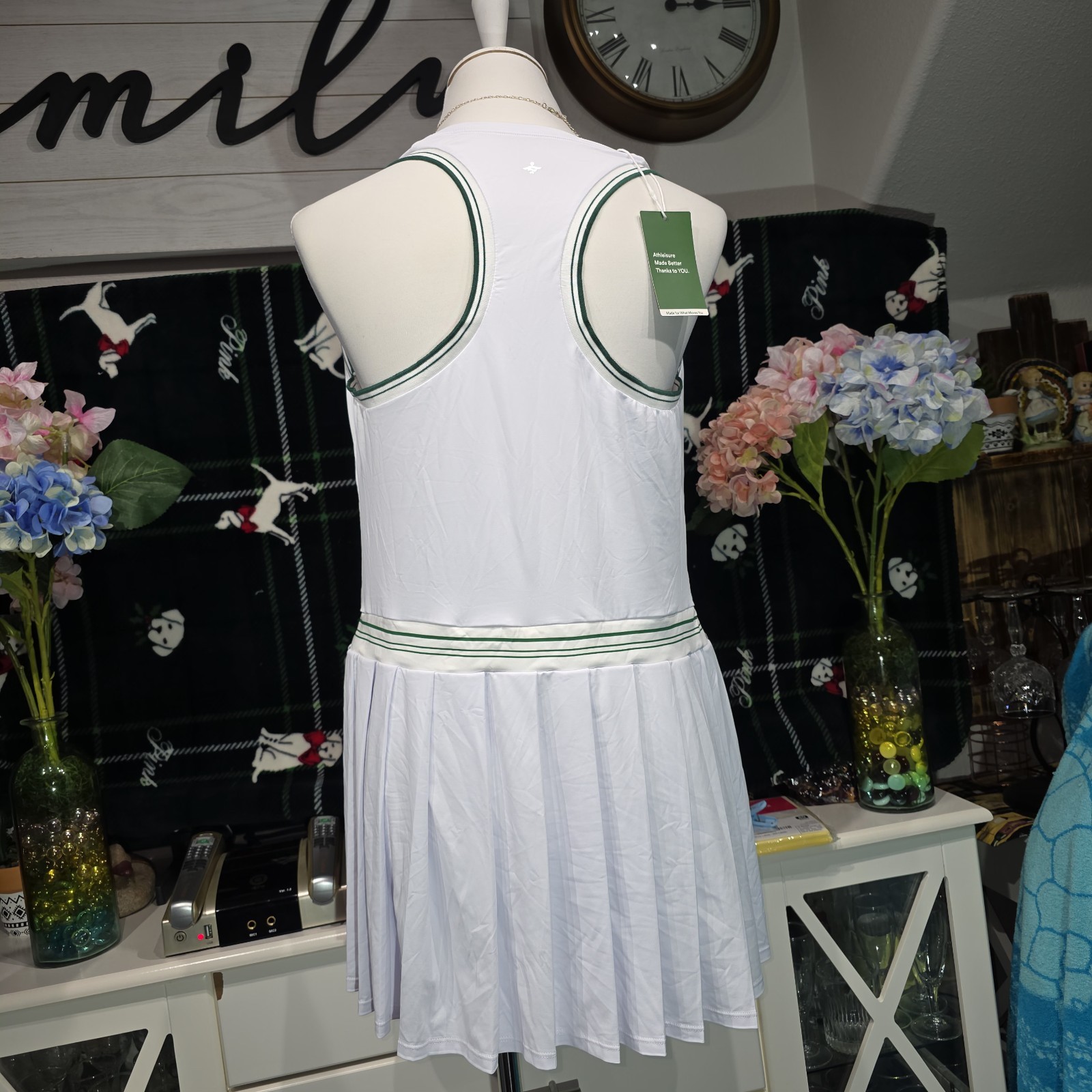 Halara Size M White Pleated Racerback Tennis Active Dress