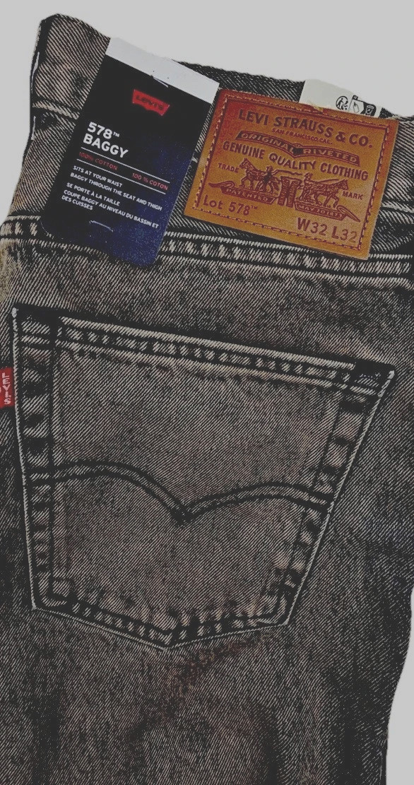 Nwt Levi’s 578 Baggy Black Denim Jeans Mens 33 X 30 Y2K Cotton A4750-0029