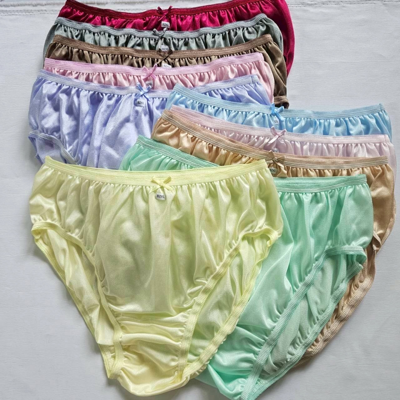 12 Plus Underwear Mid-Waist Panties Women Mens Briefs Nylon Silky Soft /2XL/Mix