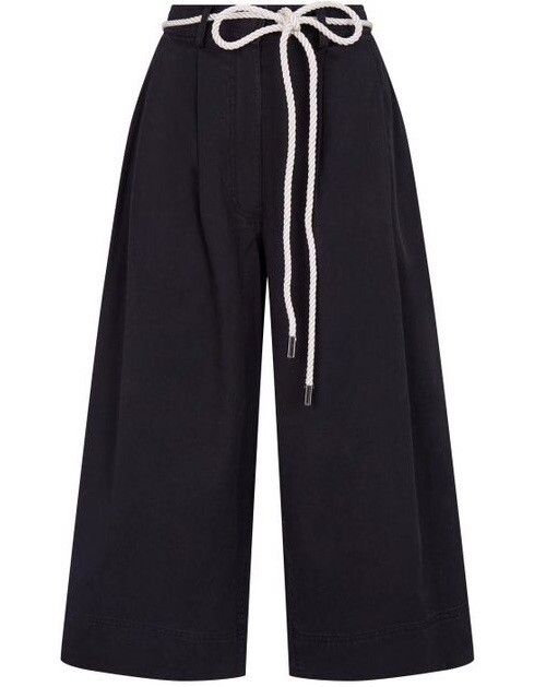Robert Rodriguez Black Maggie Twill Rope Belt Culottes Trousers Womens Size 4