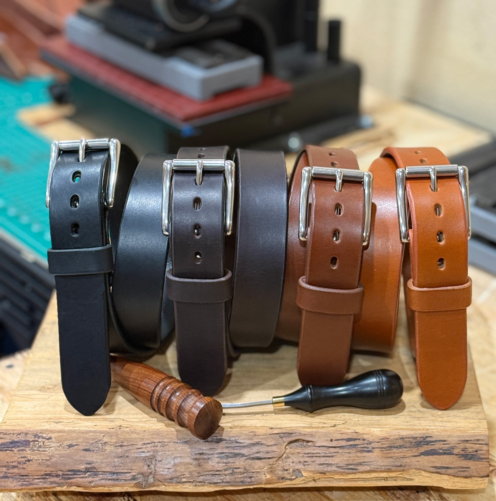 Handmade 1.5” Hermann Oak English Bridle Leather Belt – Full Grain USA Made