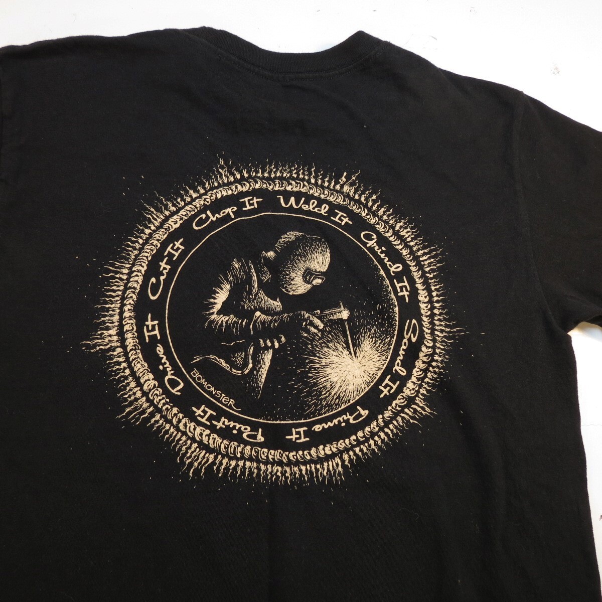BOMONSTER MOTORCYCLE BIKER TATTOO ART TEE T SHIRT Mens S Black Welding