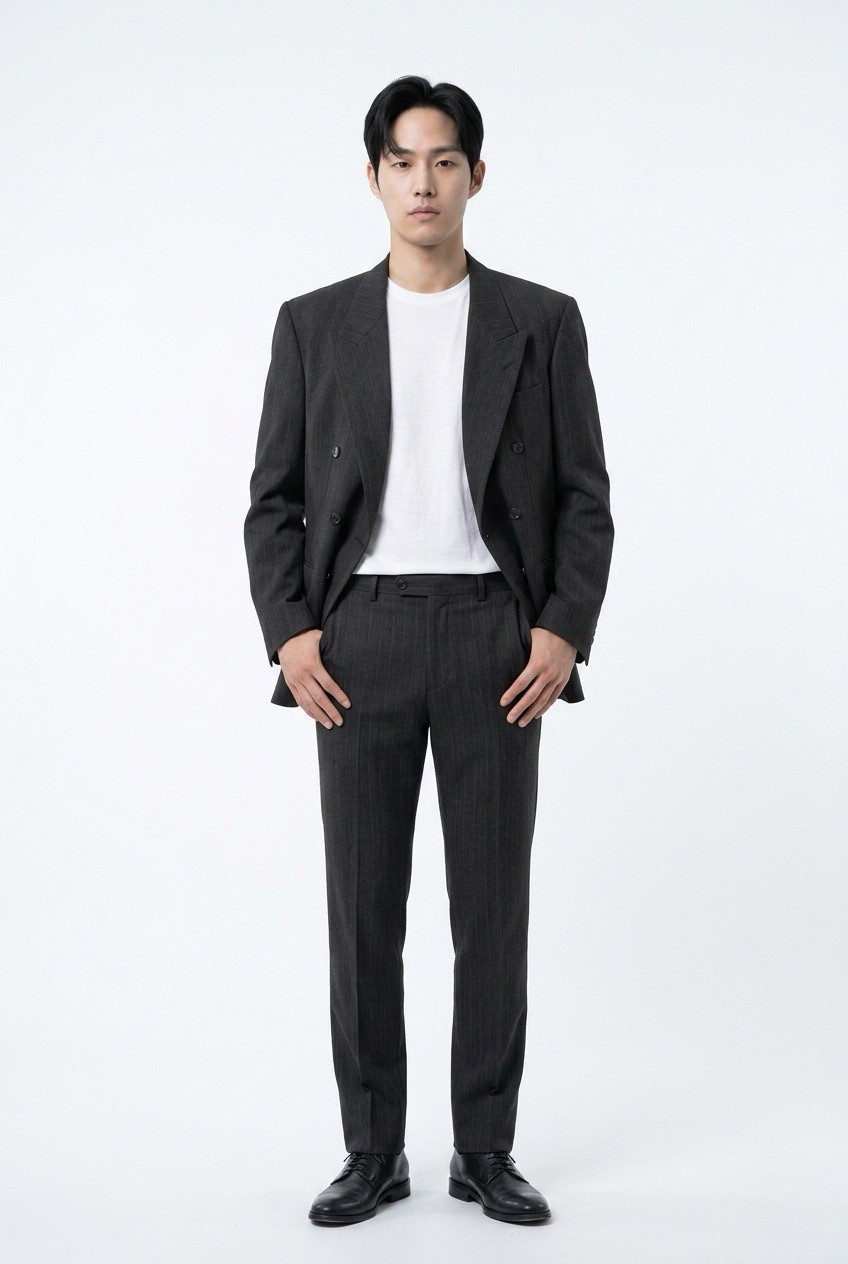 Giorgio Fellini Men’s Gray Wool Twill Solid 2-Piece Suit DB Peak 40L