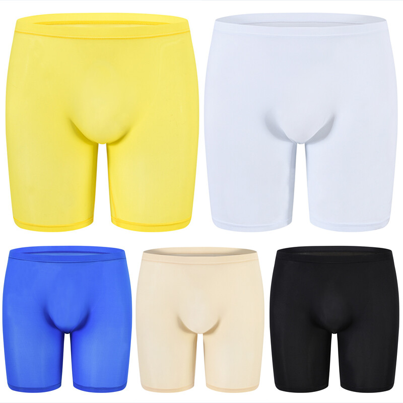 Men Trunks Underwear Boxer Briefs Ice Silk Seamless Sexy Shorts Long Underpants❤