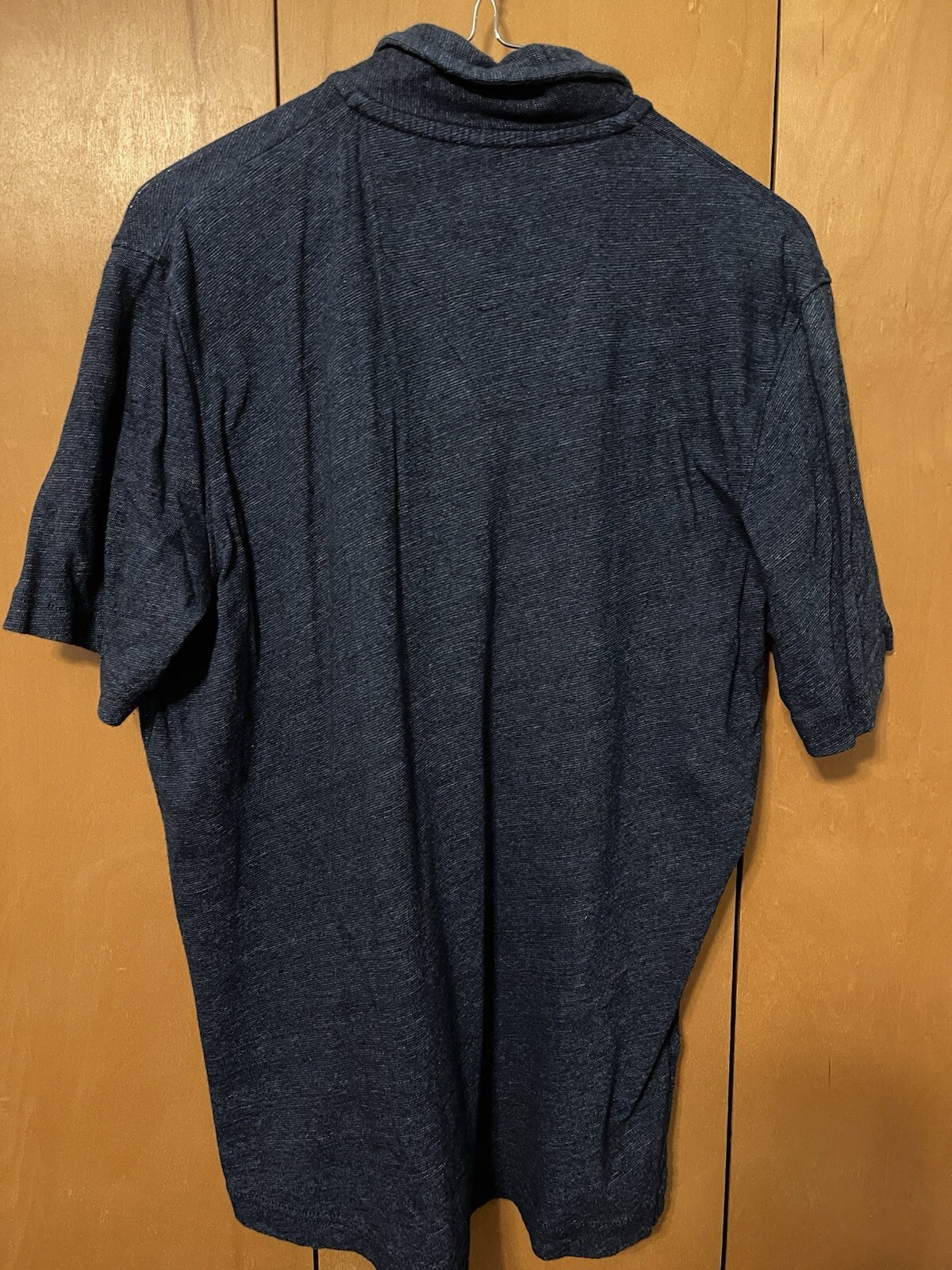 EDDIE BAUER CLASSIC LEGEND COTTON NAVY BLUE STRIPED POLO MEN SIZE SMALL EUC