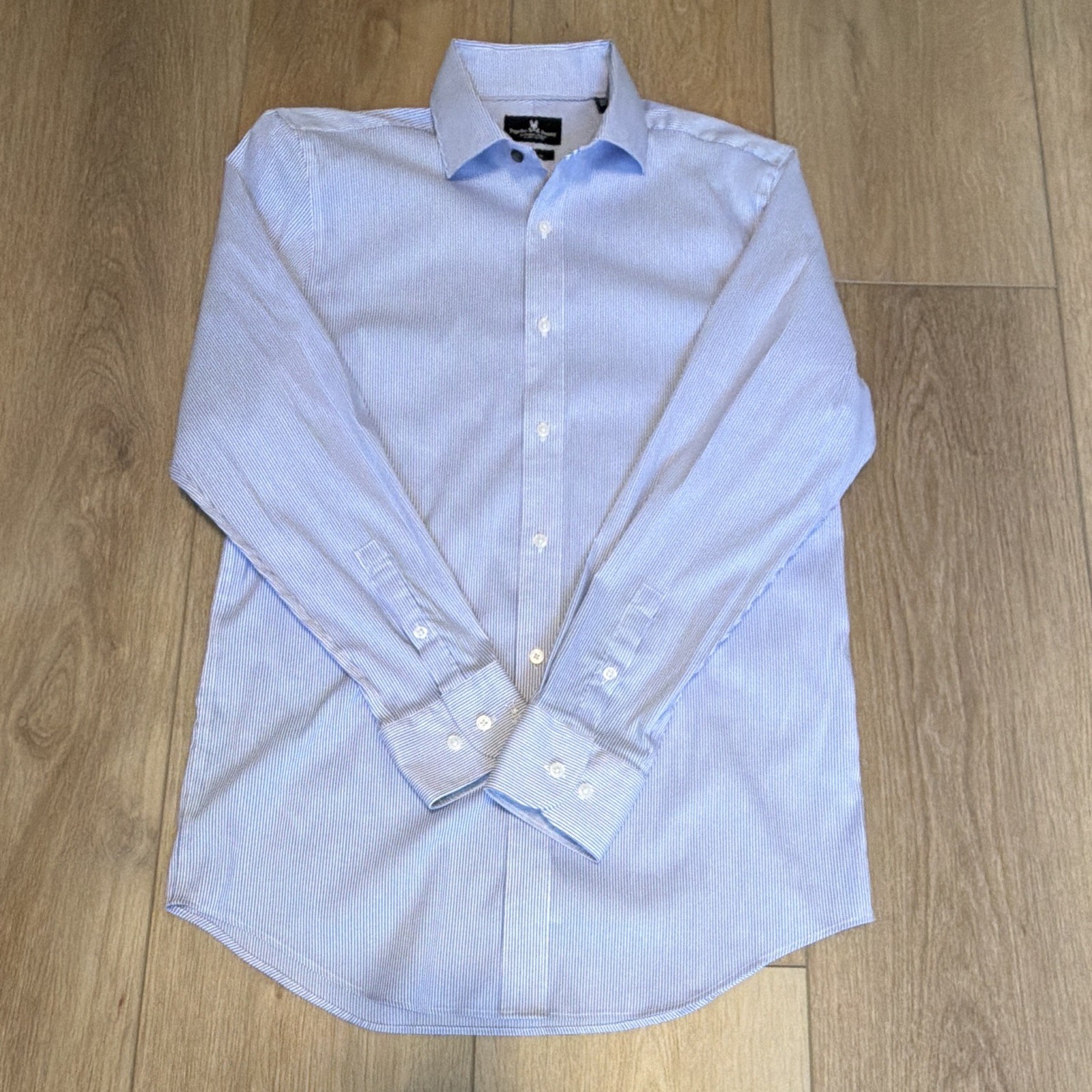 Psycho Bunny Men’s Slim Fit Striped Dress Shirt 15 32/33 Stretch Non-Iron