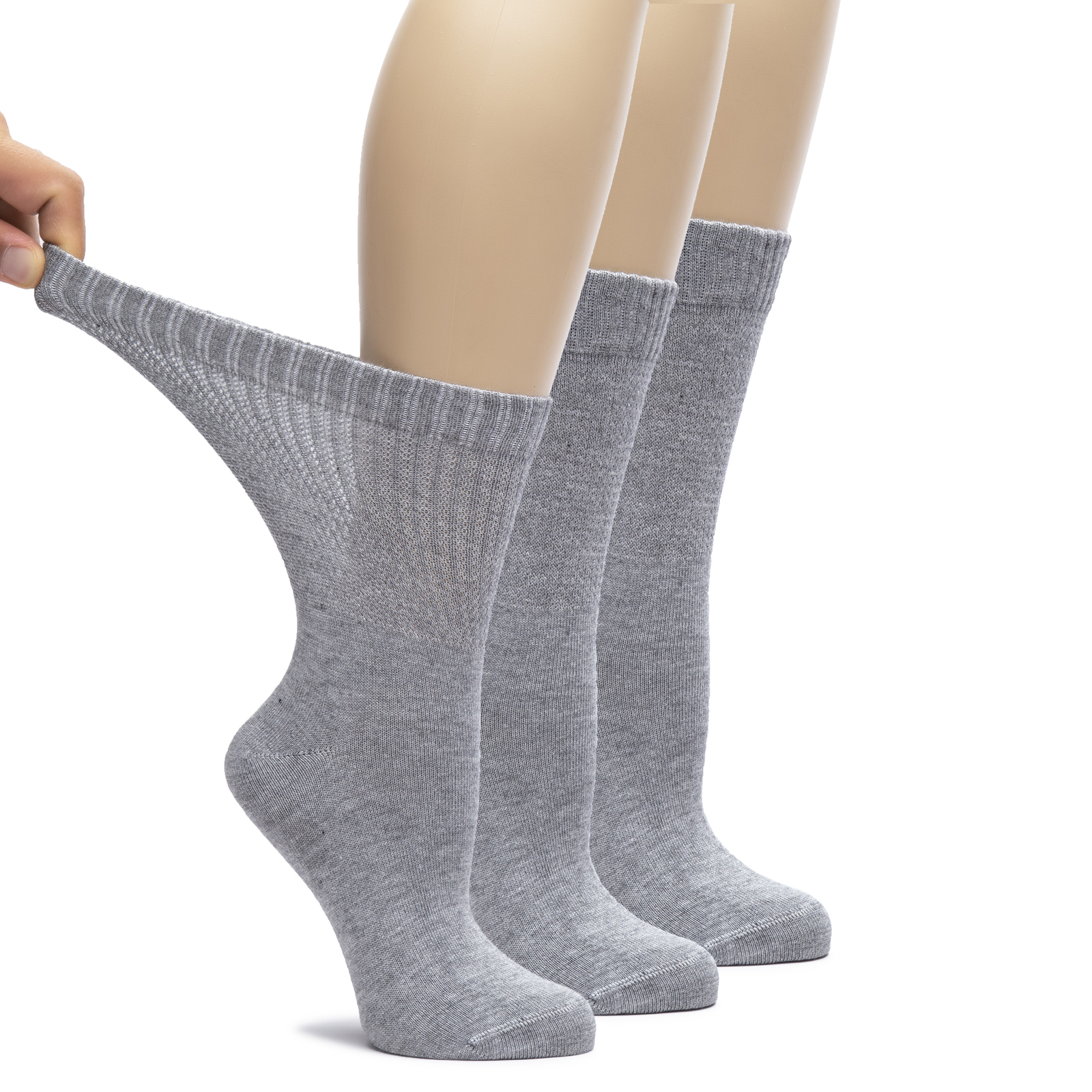 Women’s Bamboo Loose Fit Diabetic Crew Socks, Non-Binding Top, 3 Pairs