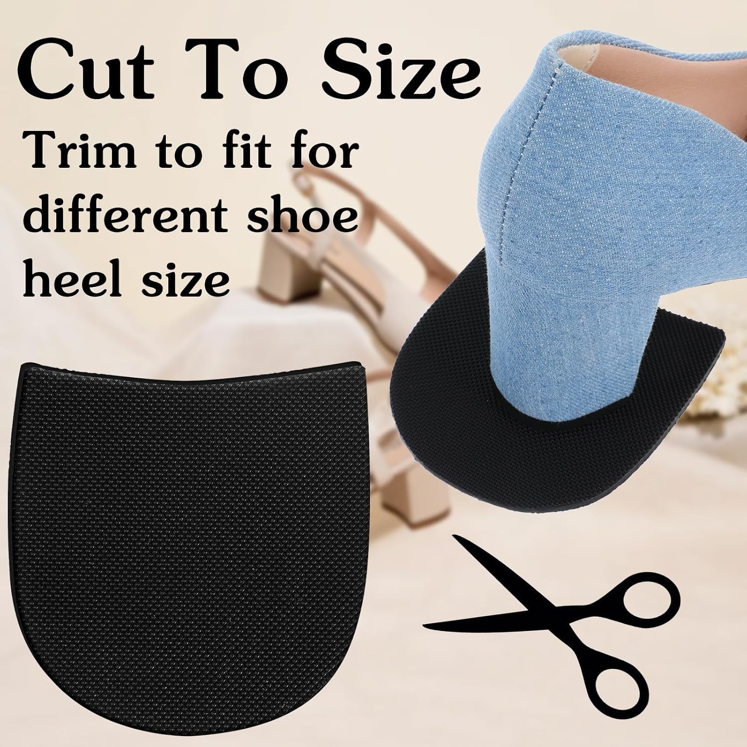 4mm Thick Anti-Slip Rubber Heel Caps for Boot Repair – 4 PCS Black Kit
