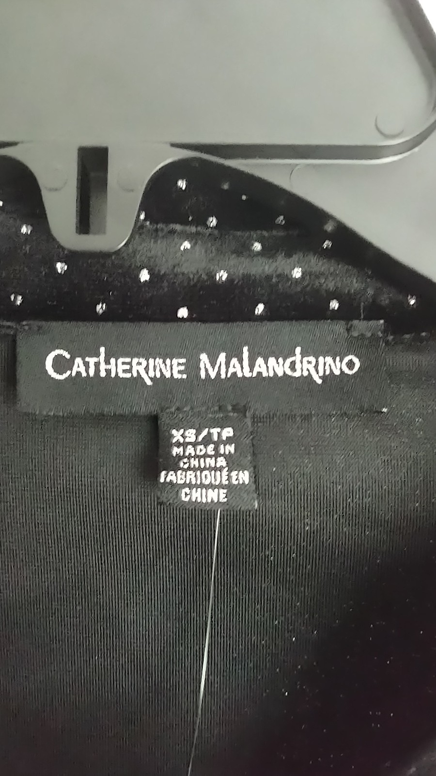 Catherine Malandrino Shirt Dress Petite XS Black Polka Dot Collared Button