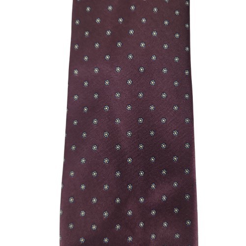 Vtg. Robert Talbott/Jack Henry Burgundy White Foulard Daisies 100% Silk Tie