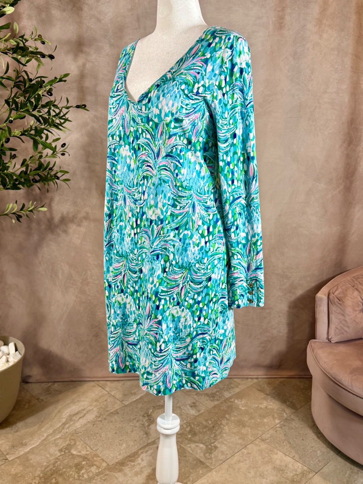 Lilly Pulitzer Davie Dress XL Emerald Isle Pineapple of My Eye Cotton Knit