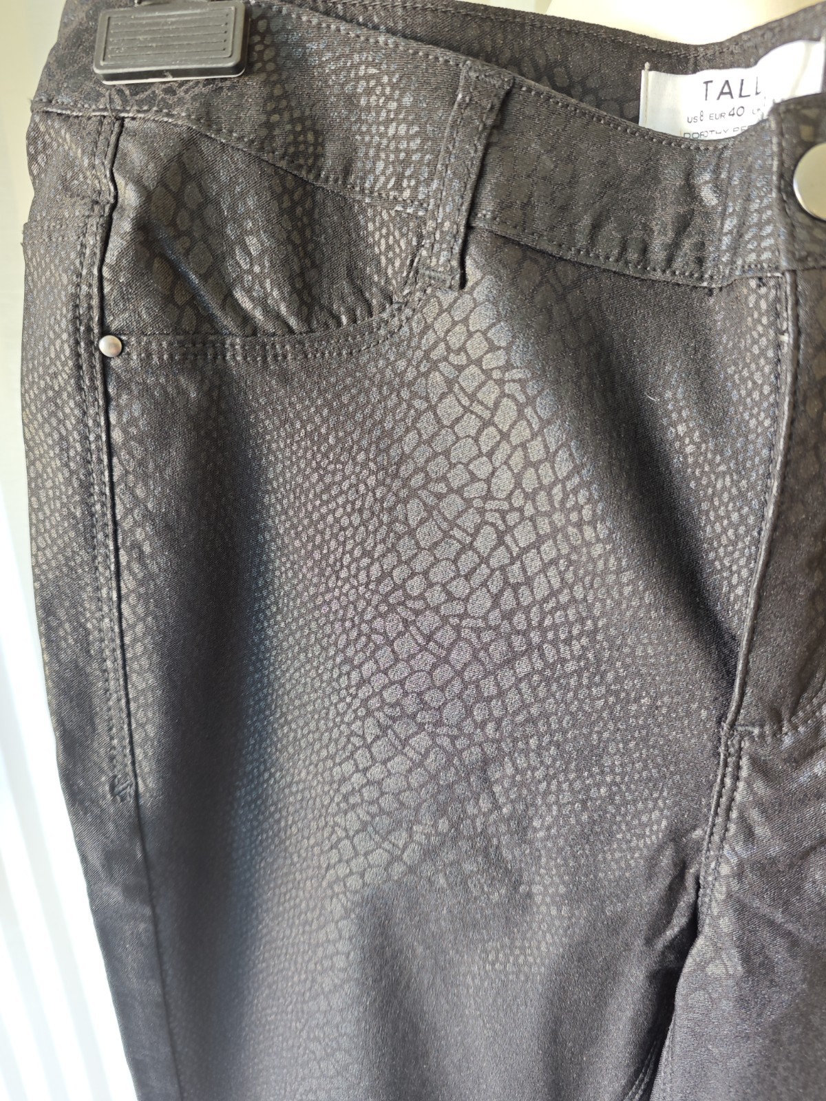 Dorothy Perkins Frankie Super Skinny Tall Snake Print Coated Jeans UK 12