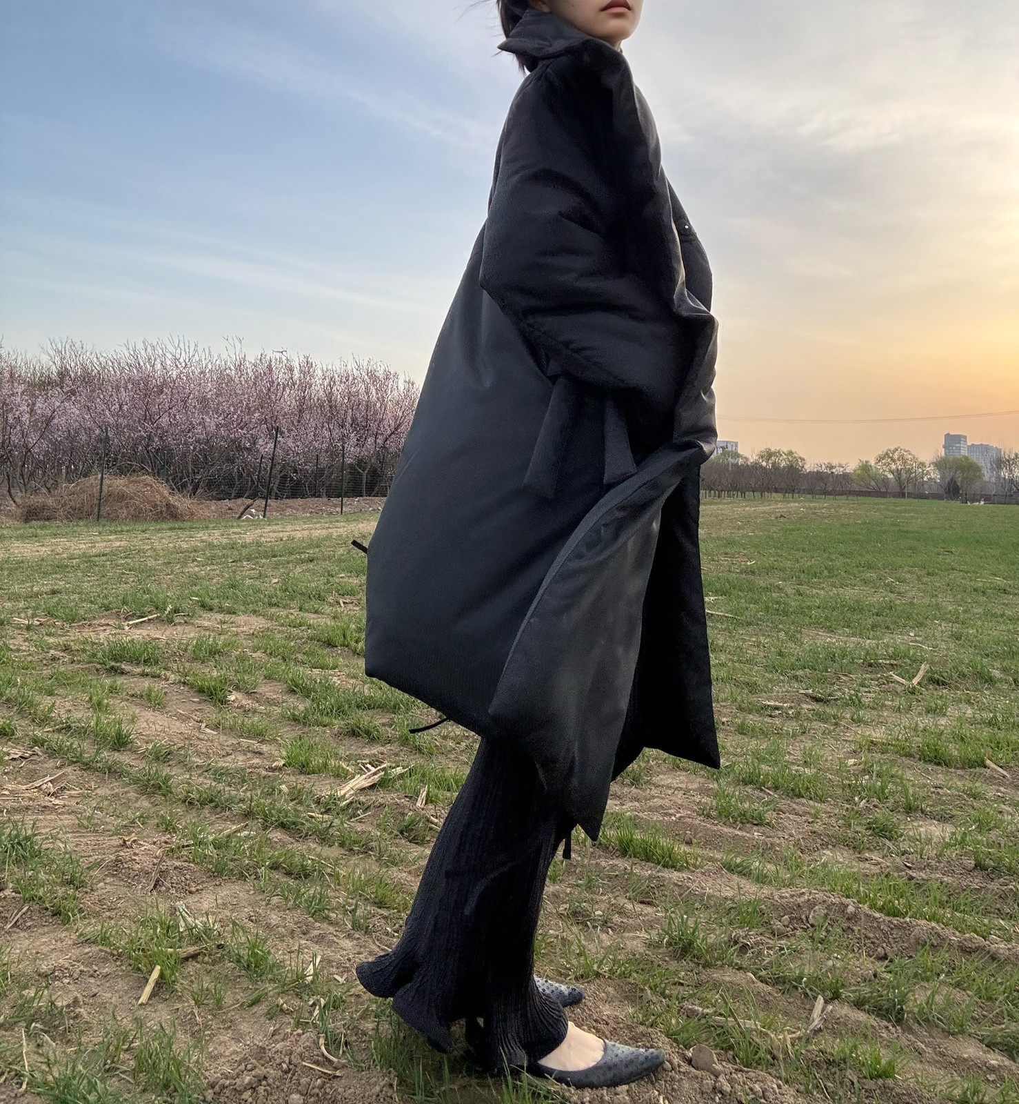 Ann demeulemeester duvet coat black puffy deconstructed Sz 40 L oversize