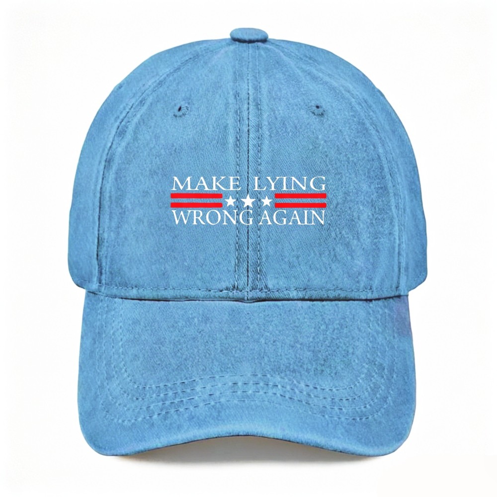 Political Satire Make Lying Wrong Again Washed Baseball Cap Statement Dad Hat
