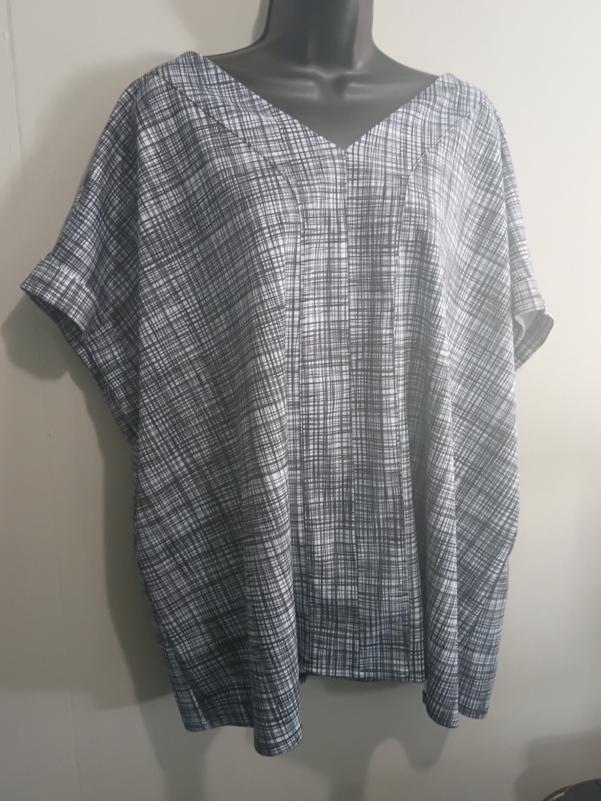 Worthington Shirt Size 3X Blue Checkered Blouse Casual Office or Career Wear