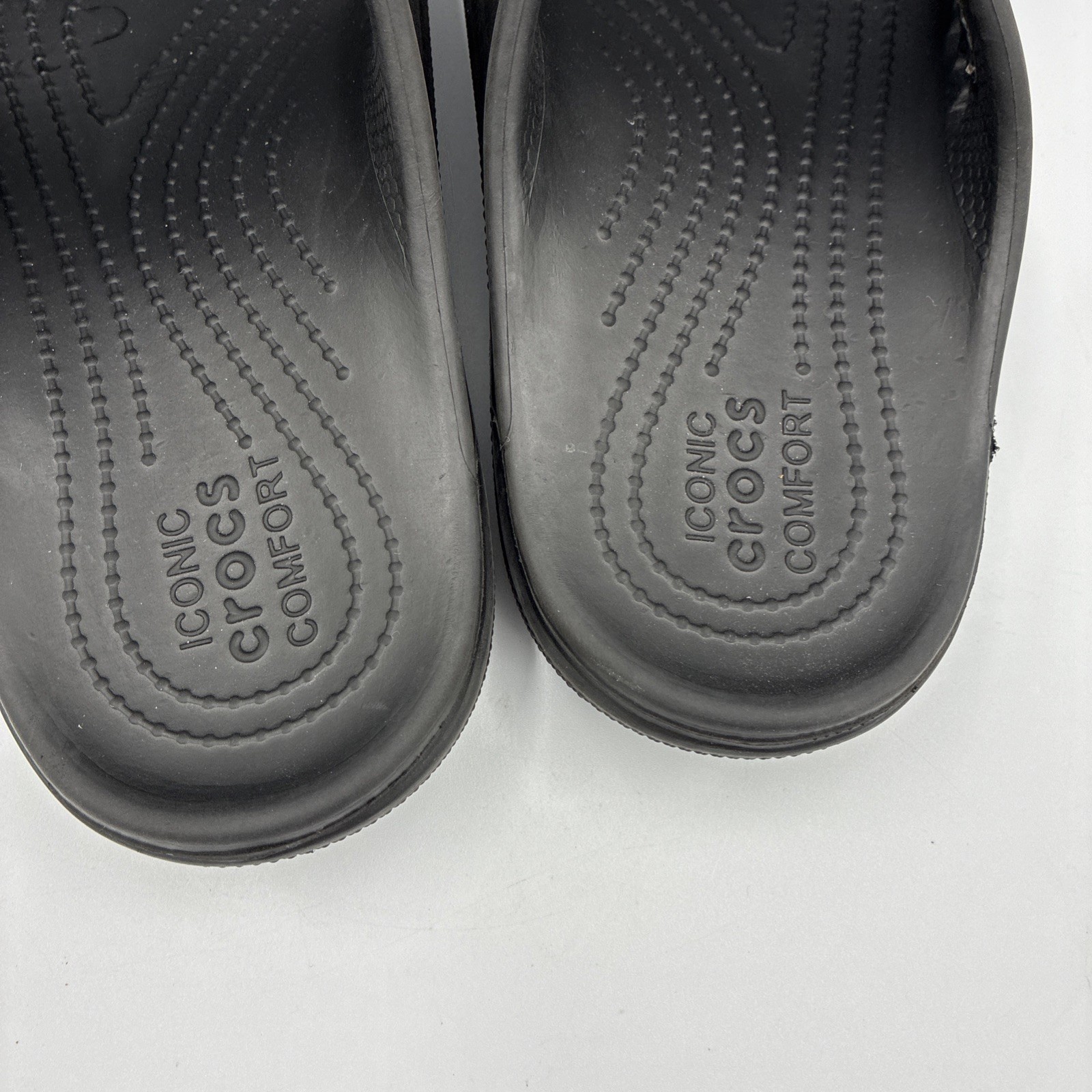 Crocs Baya Slide Sandals Unisex M7 W9 Black Comfort Double Strap Slip On EUC