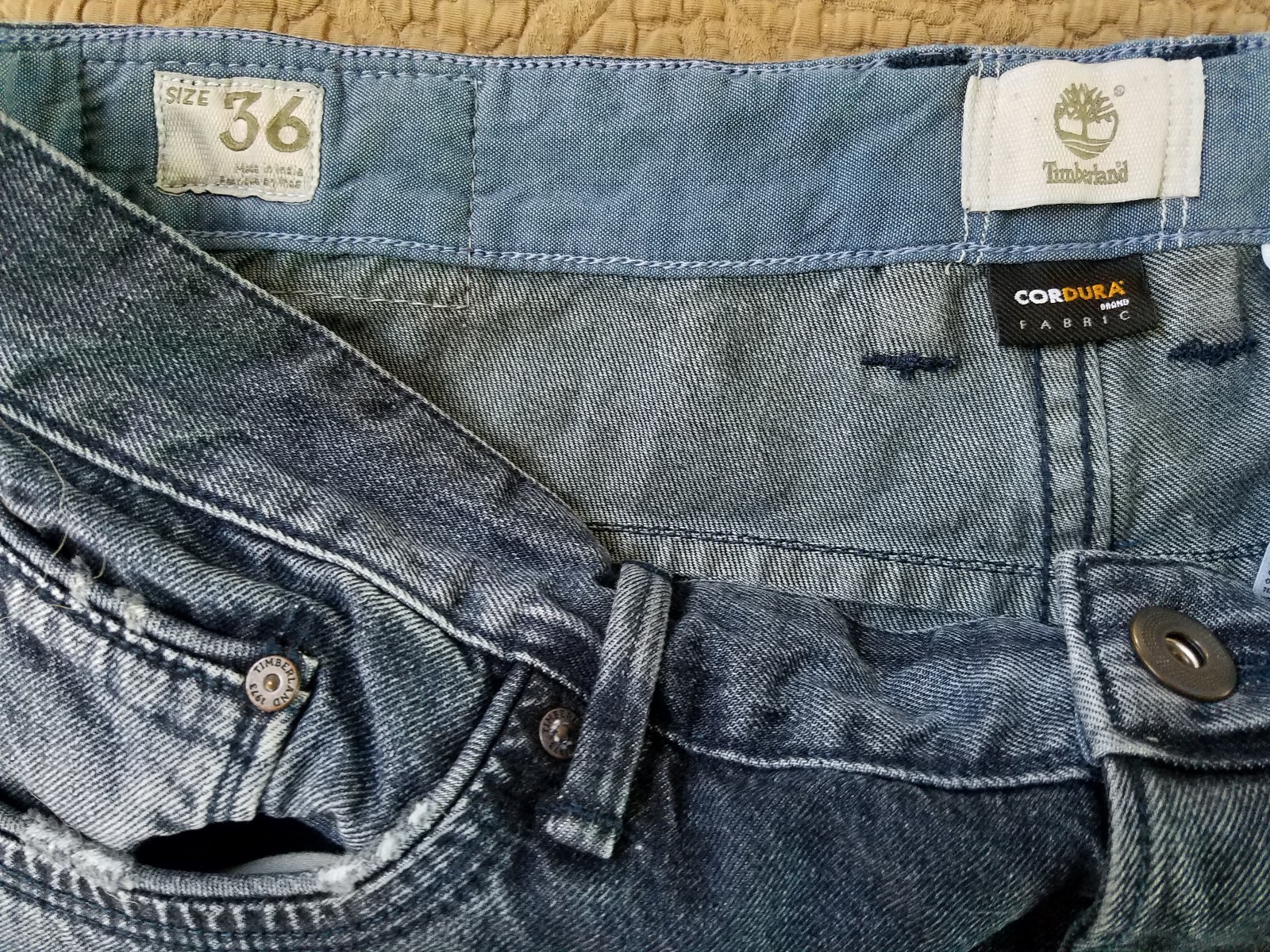 Timberland Jeans Size 36 x 30 Straight Cordura Fabric Reinforced stitching