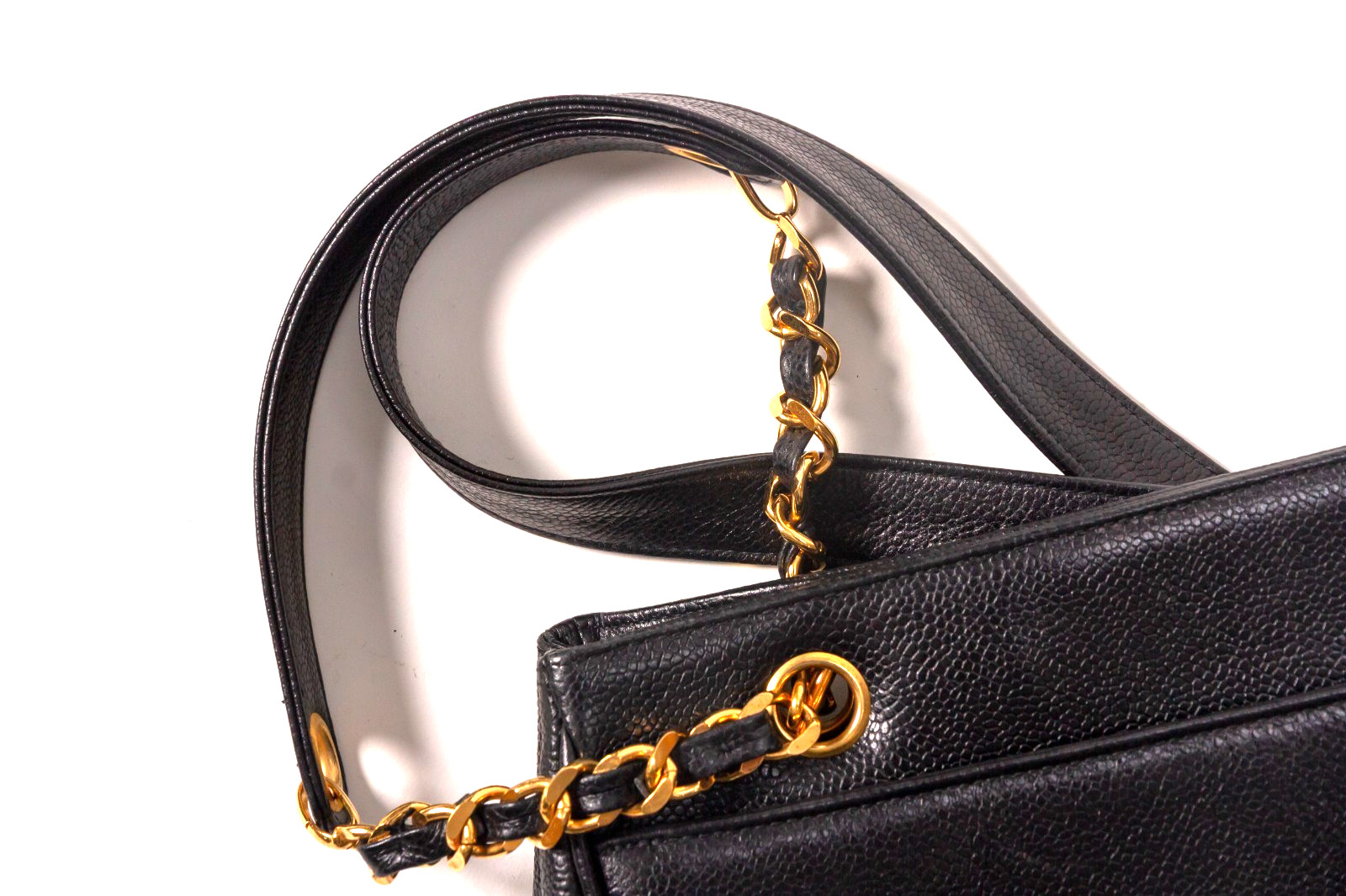 CHANEL Coco Mark Caviarskin Chain Shoulder Tote Bag USED 【Condition Rating SA】