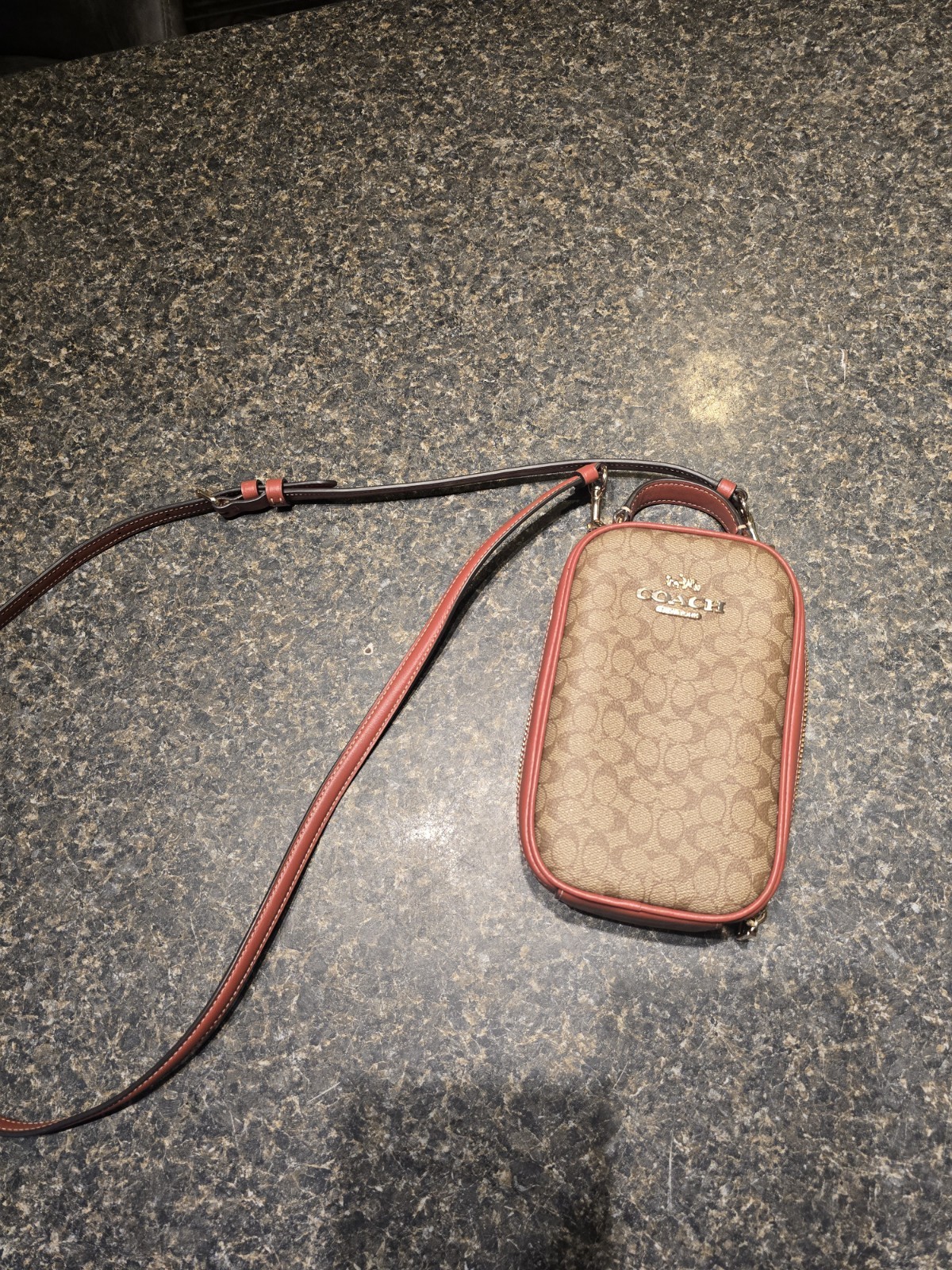 Coach Micro Signature Eva Crossbody Bag Khaki/Terracotta