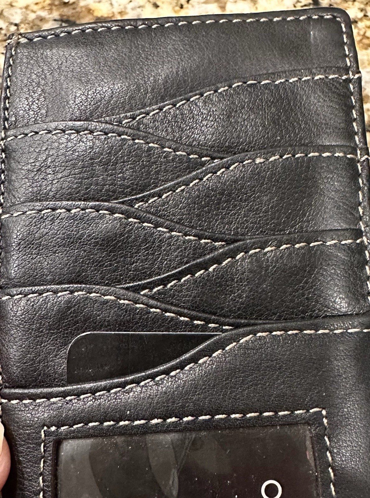 Tignanello Black Genuine Leather Card Holder Wallet Thin Wave Design 6.75″