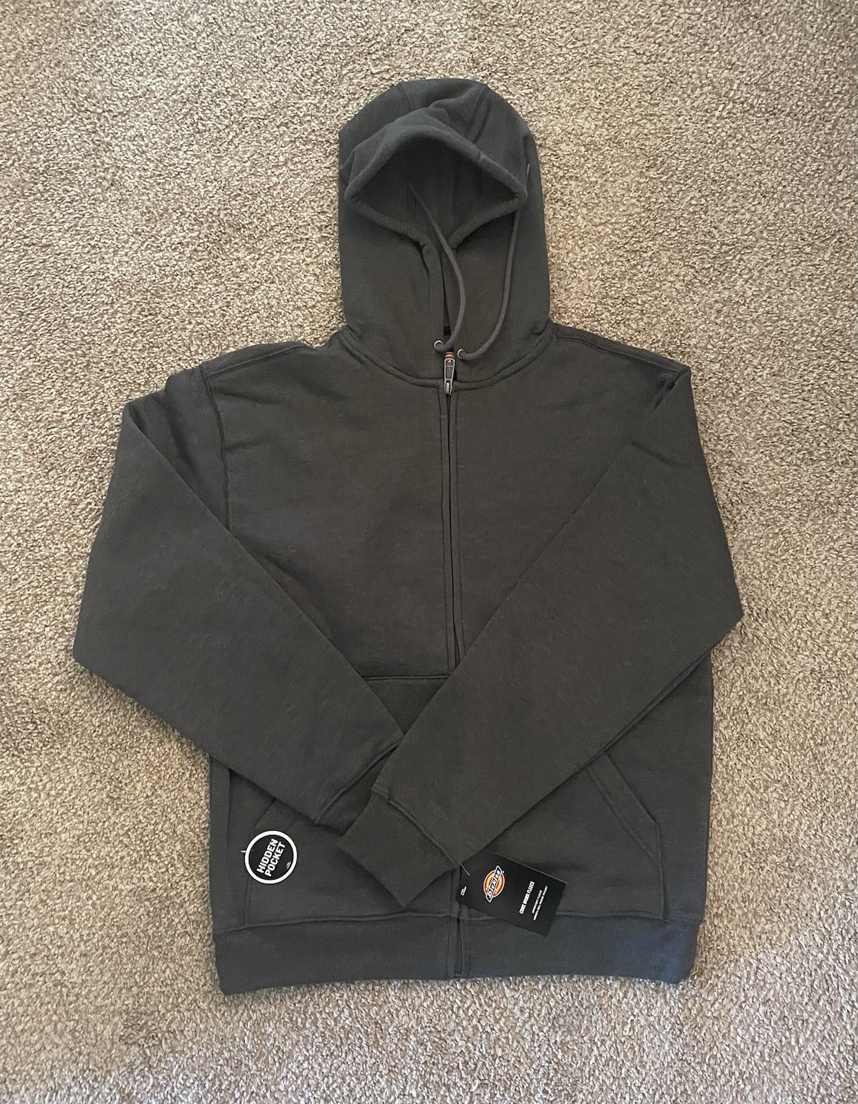 Dickies Midweight Fleece Full Zip Hoodie Sweatshirt TW291 Dark Heather Gray XL