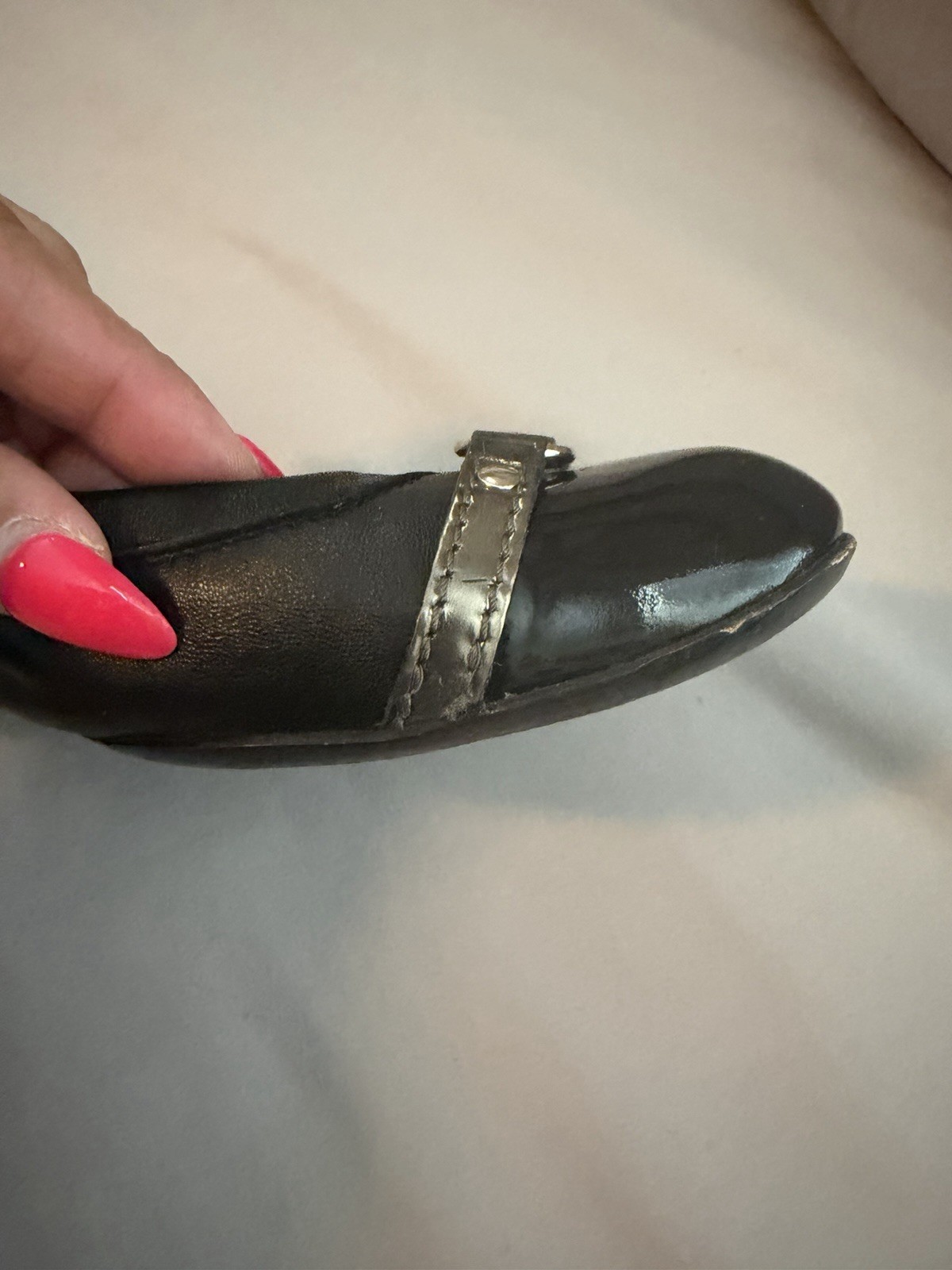 AGL Ballet Flat Black With Black Patent Cap Toe Sz 38.5