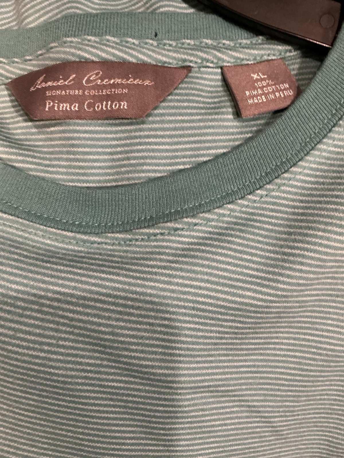 Daniel Cremieux Signature Collection Men’s XL Green/White Striped Pima Tee