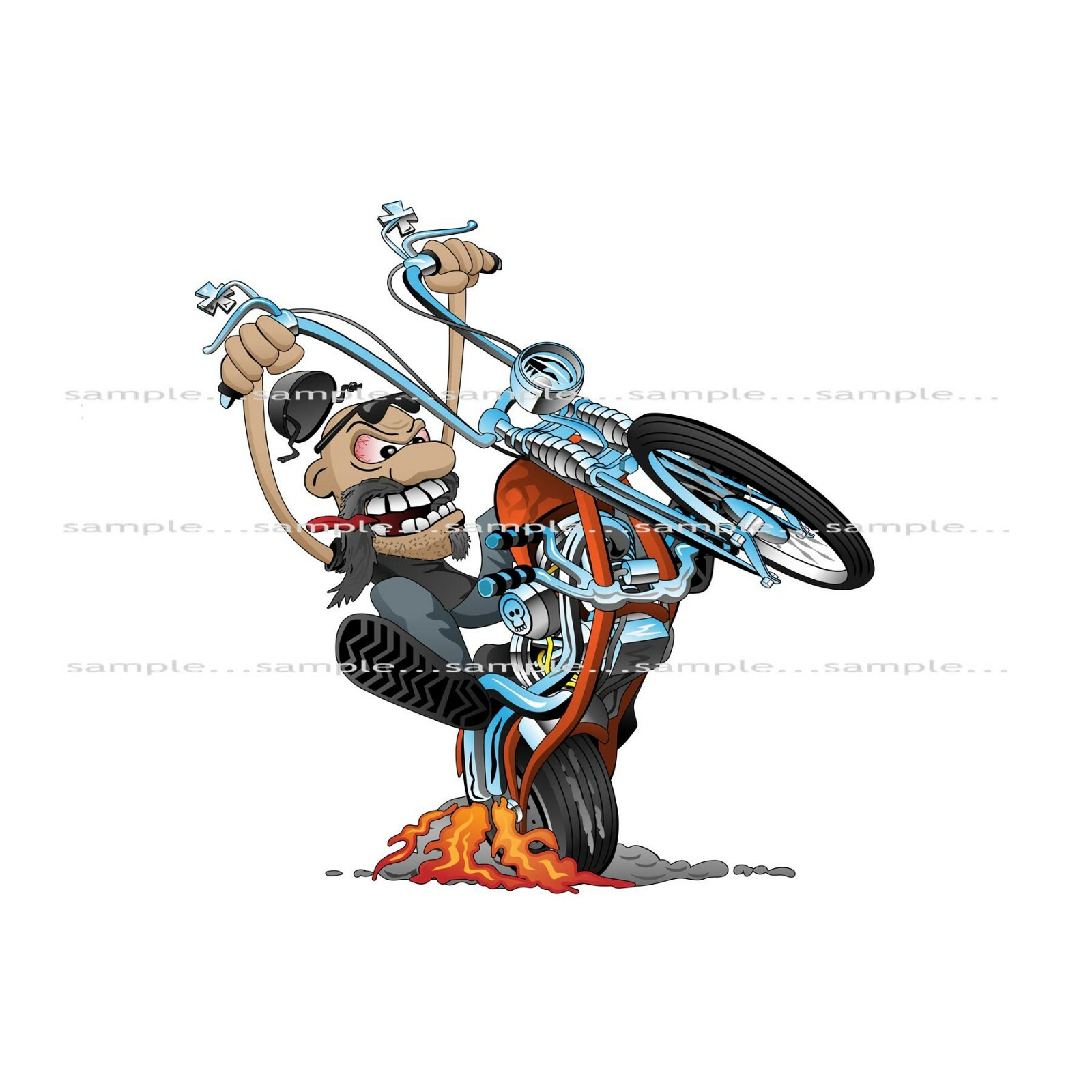 Crazy Funny Biker Gang Dude Chopper Motorcycle Cartoon Car Art T Shirt