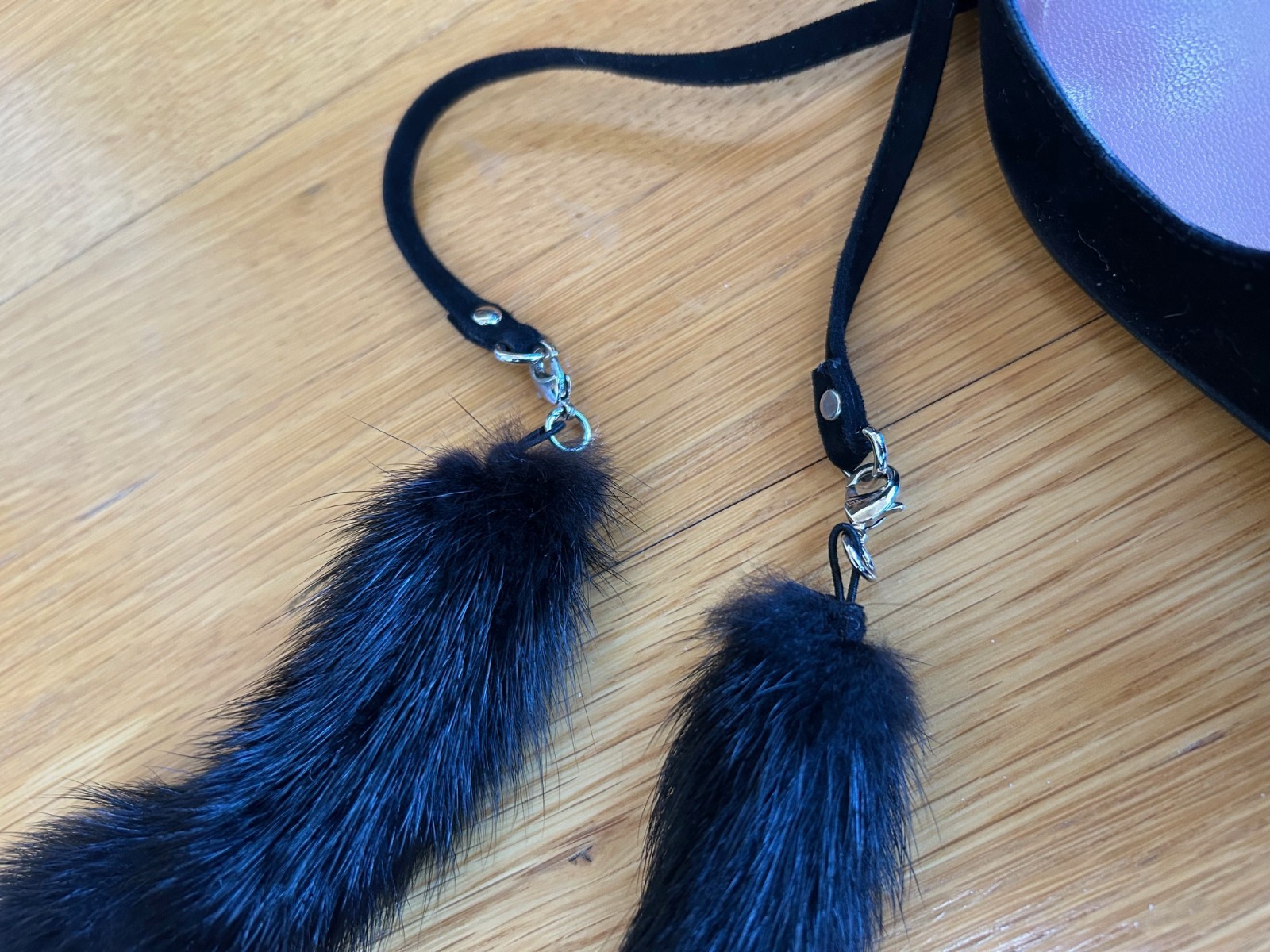 CESARE PACIOTTI Black Suede Pom-Pom Fur Tassels Sandals SZ 7.5 IT 37.5 Excellent