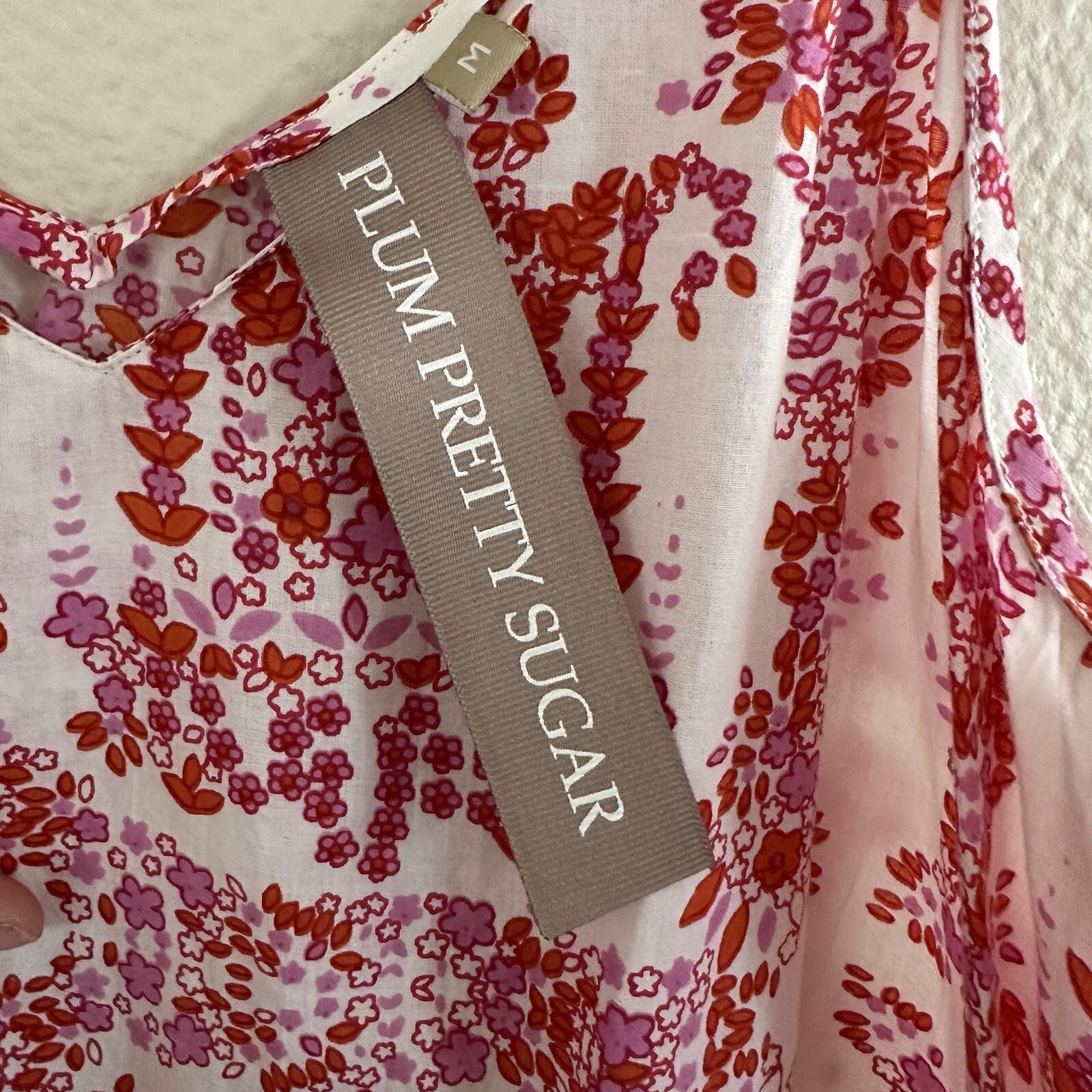 Plum Pretty Sugar Cotton Dress Sweet Love & Yonderflies Pattern Pink Size Medium