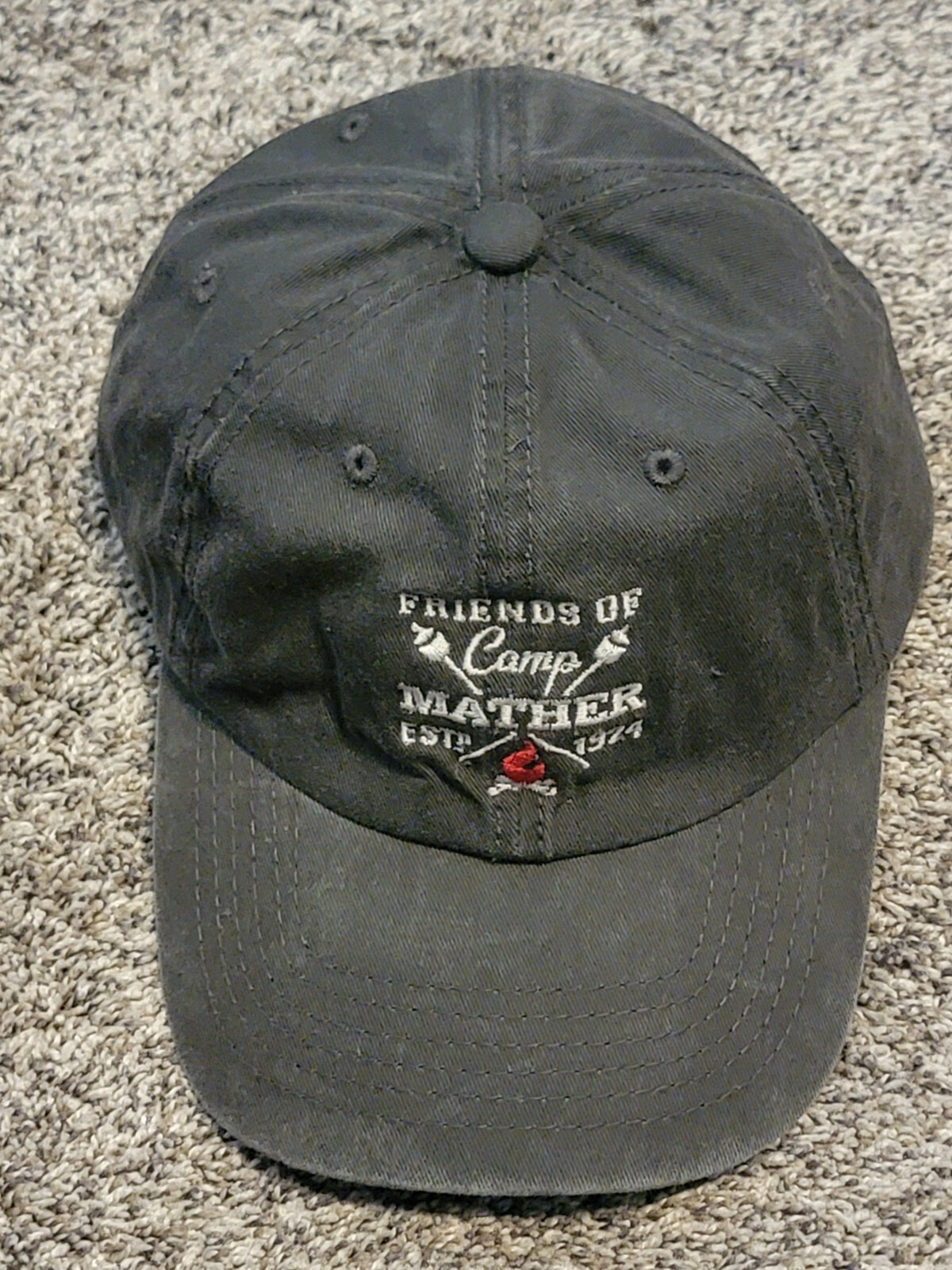 Hitwear Cap Hat Adult One Size Adjustable Embroidered Camp Mather Gray