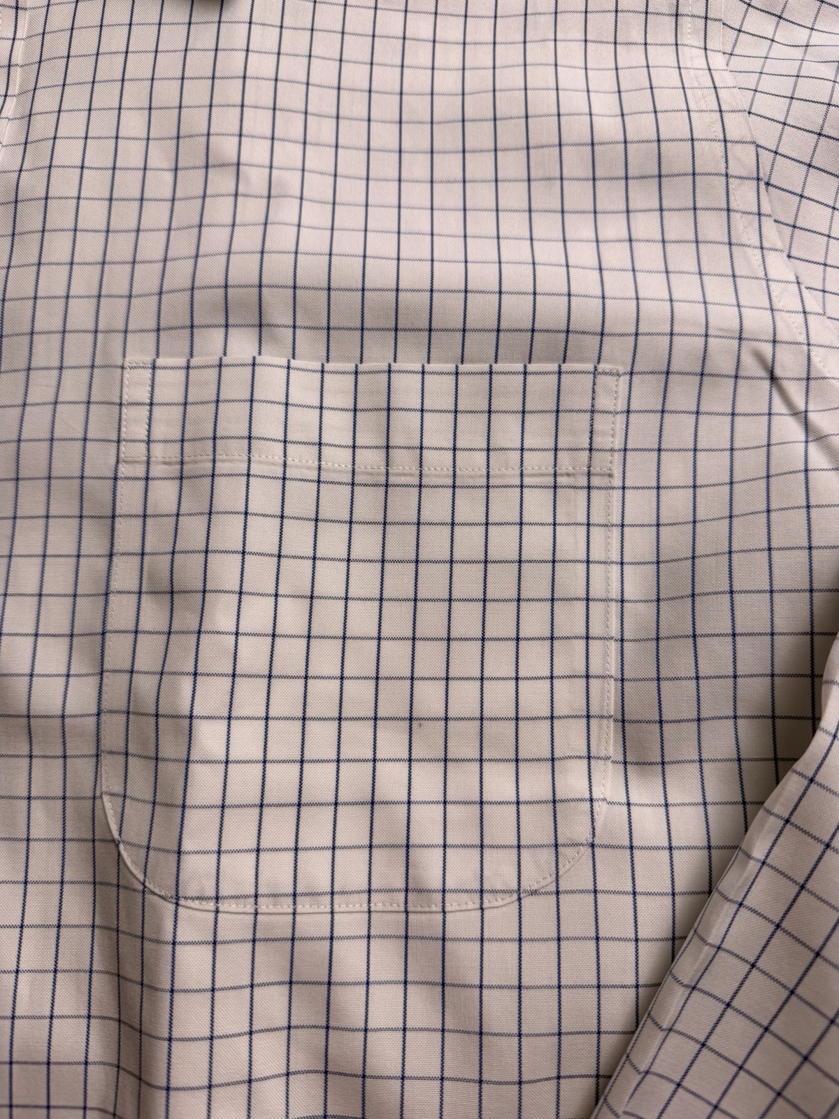 Brooks Brothers Polo Shirt 15.5 34 White Blue Windowpane Check Non Iron