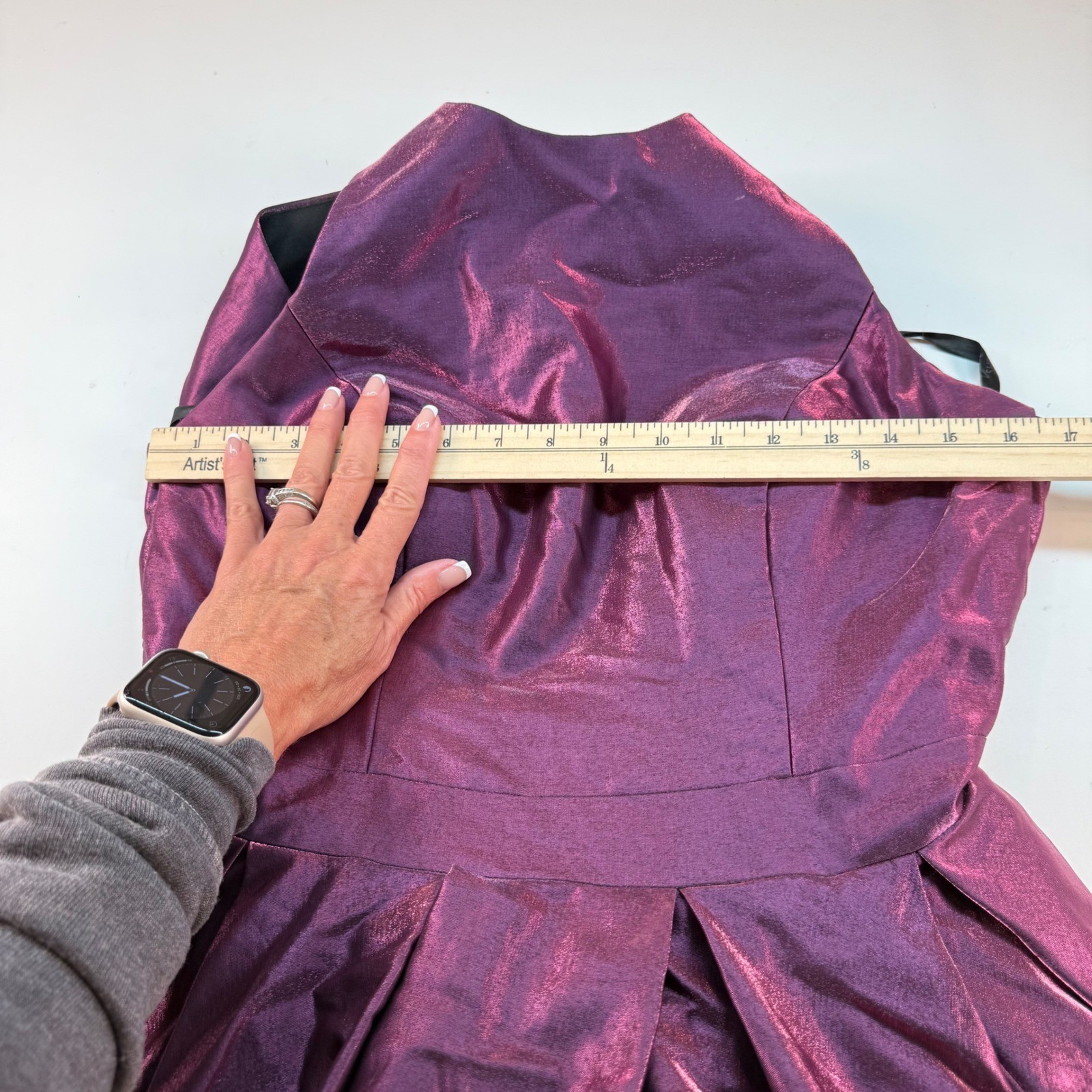 Sherri Hill Metal Plum Spaghetti Strap Backless Ball Gown Prom Dress, Size 12-