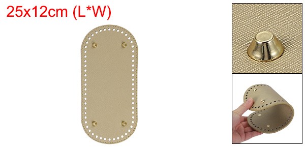 Oval PU Leather Bag Bottom Shaper with Holes & Nails 9.8×4.7 Inch Gold