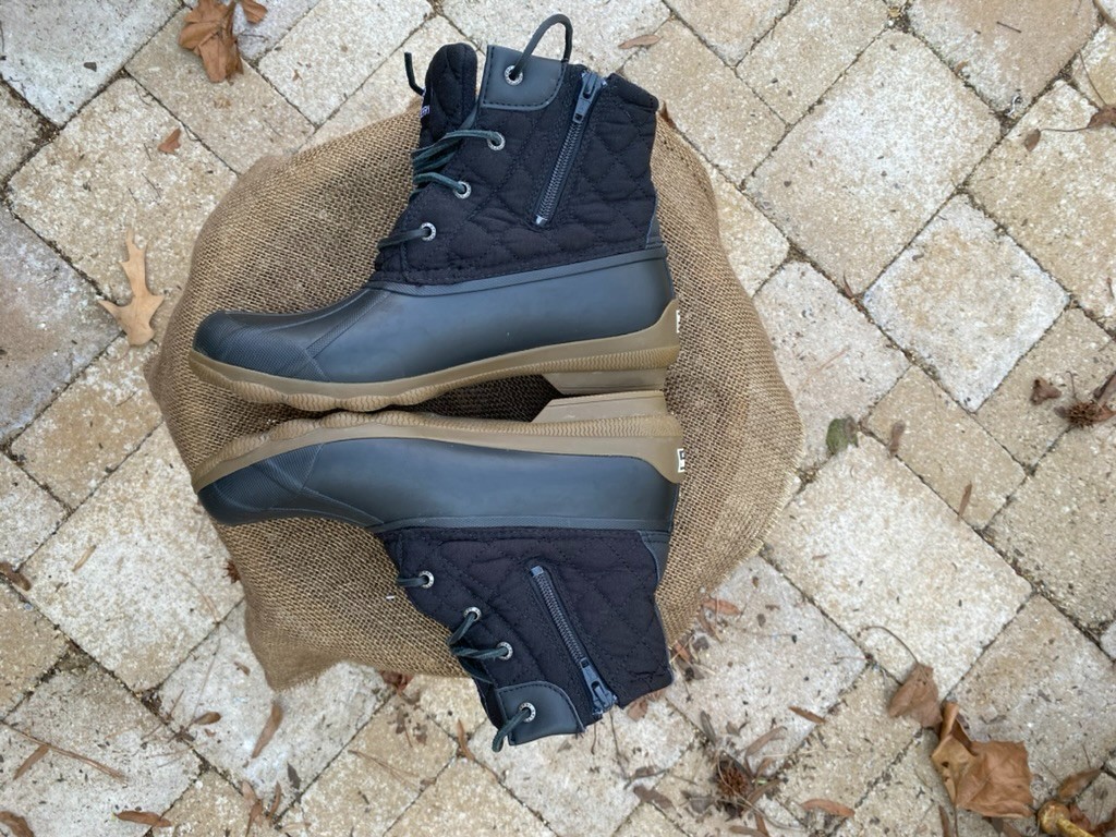Black Sperry Quilted Nylon Rubber Duck Boots | Rain Snow | Muck – (Women’s 9)