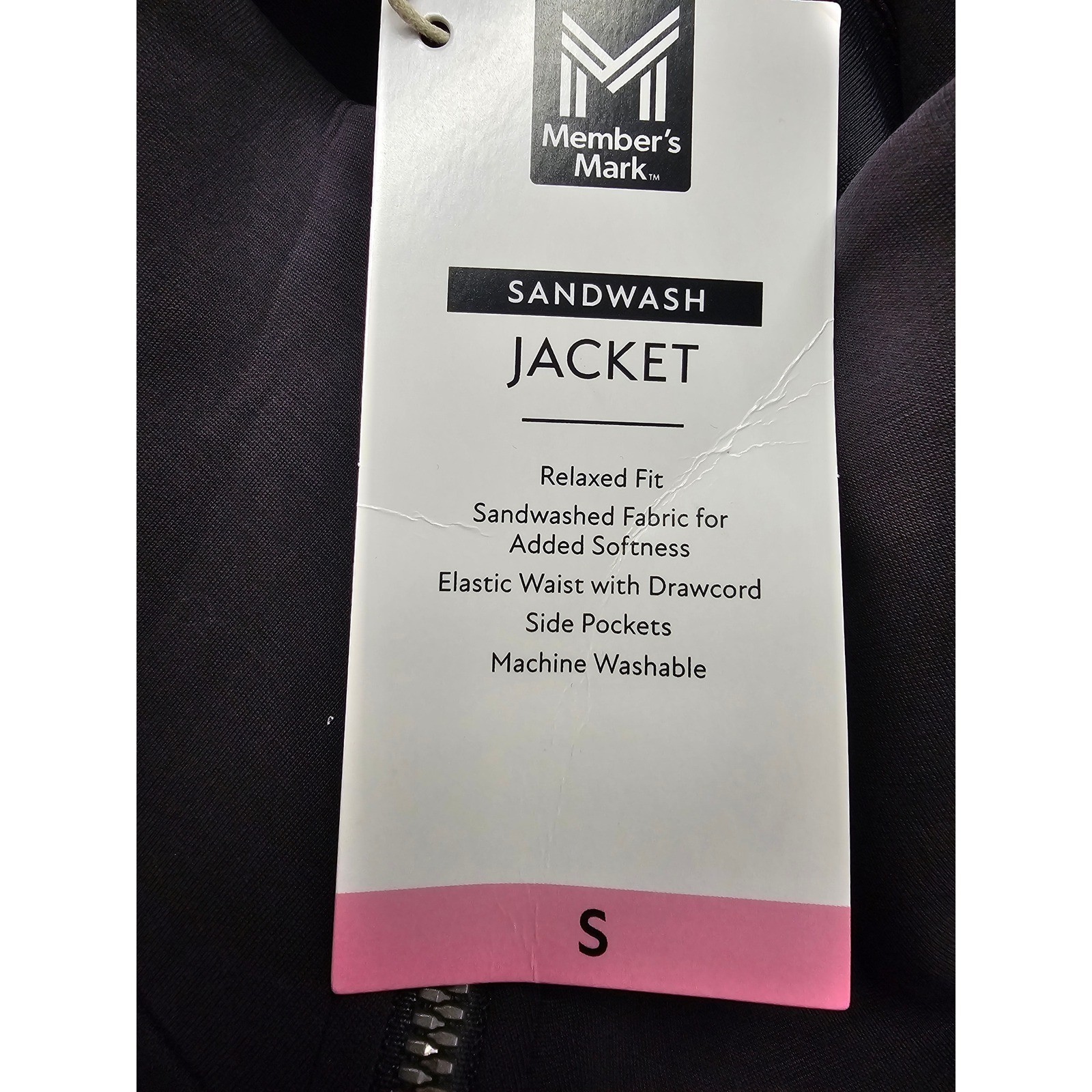 Member’s Mark Sandwash Jacket Black Full Zip Drawcord Waist MM24159 Womens Small